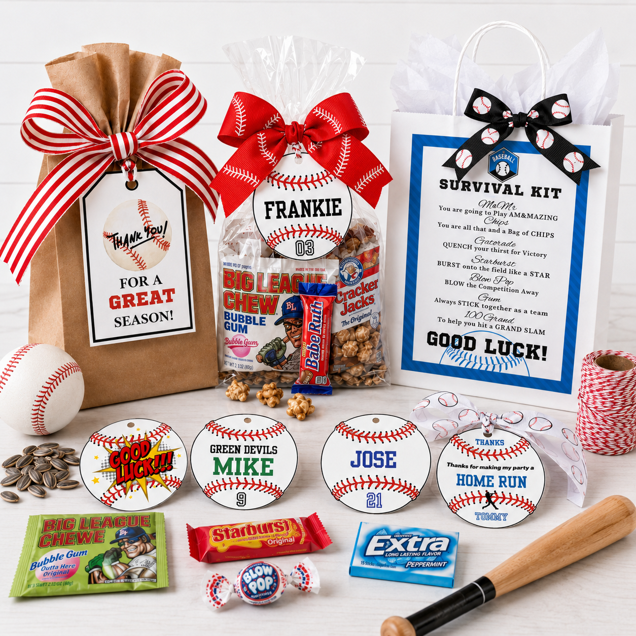 Baseball Goodie Bag Ideas and tags Team Moms can Make Fast