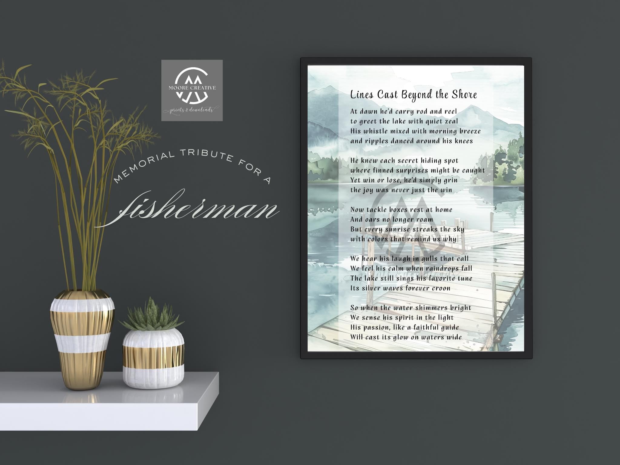 Gone Fishing Poem Printable, Memorial Tribute for Fisherman, Sympathy Gift, Digital Download, Remembrance Art, Bereavement Keepsake, Fishing