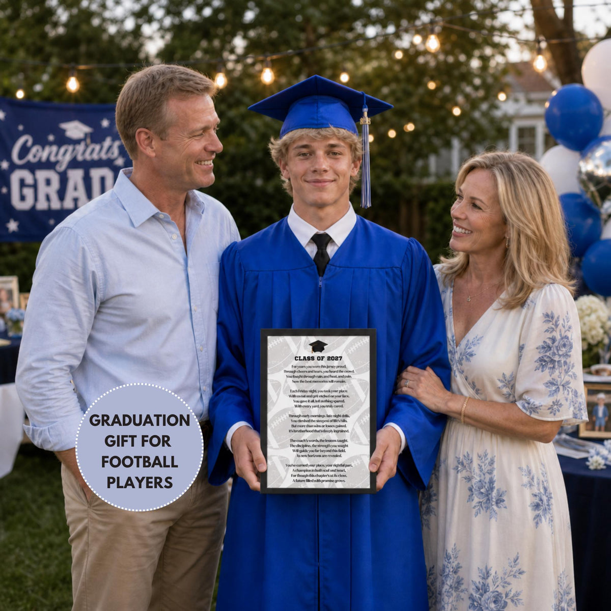 Football Graduation Gift for Boys Class of 2027 Printable Keepsake Poem Senior
