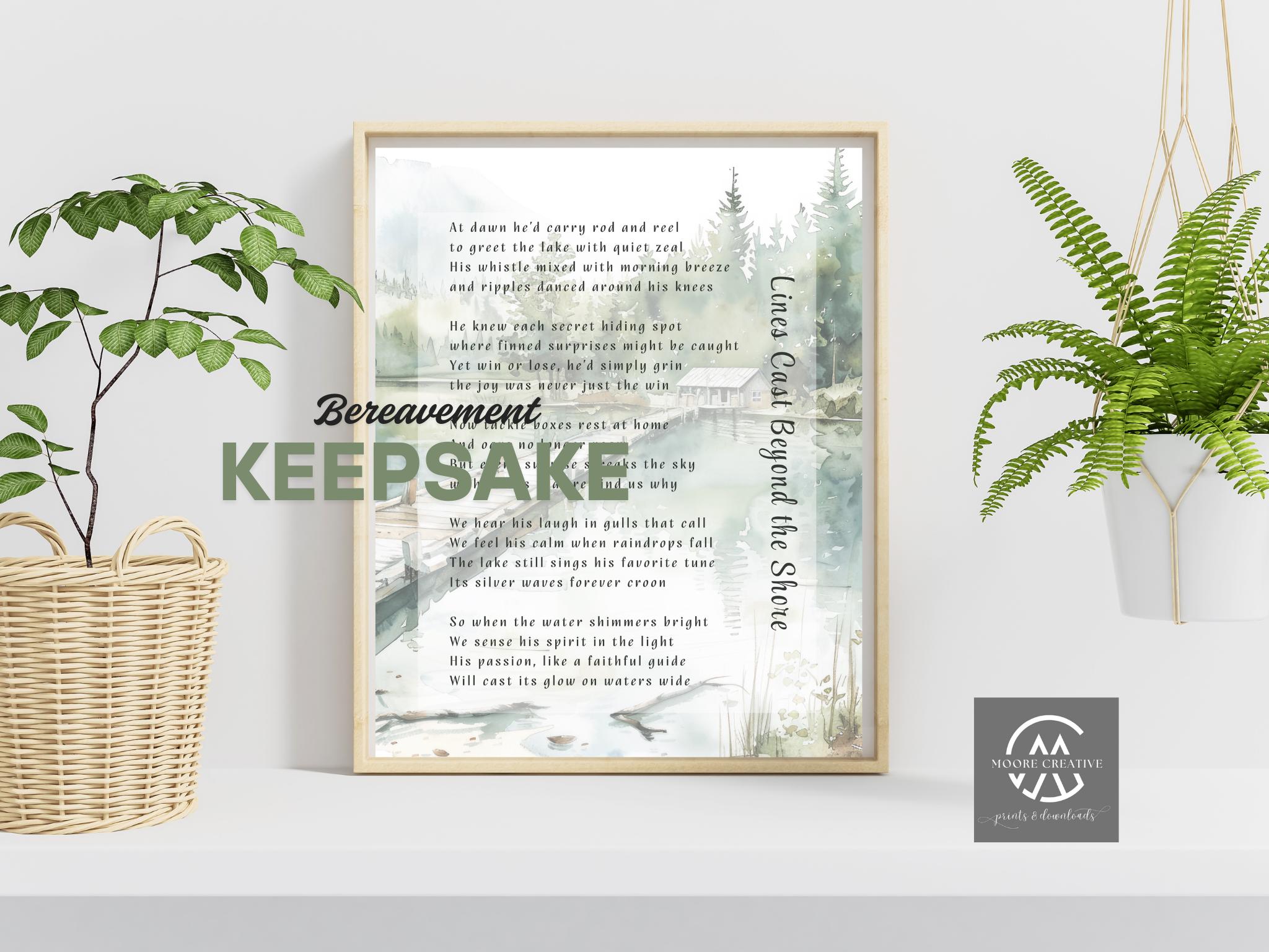 Gone Fishing Poem Printable, Memorial Tribute for Fisherman, Sympathy Gift, Digital Download, Remembrance Art, Bereavement Keepsake, Fishing