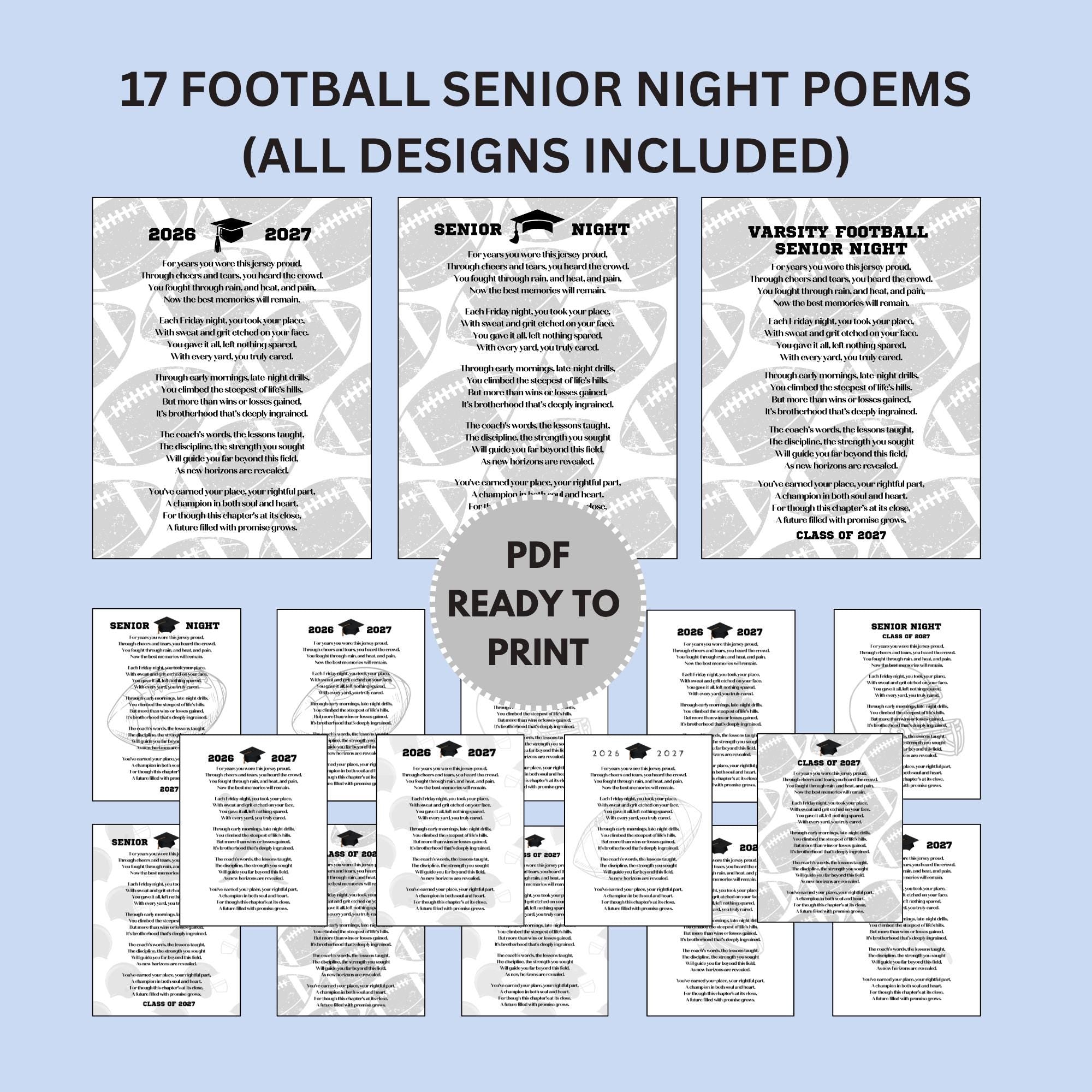 Senior Football Gift Senior Football Mom Gift to Son Football Poem Senior Night Football Unique Gift Senior Graduation Class of 2027 PDF