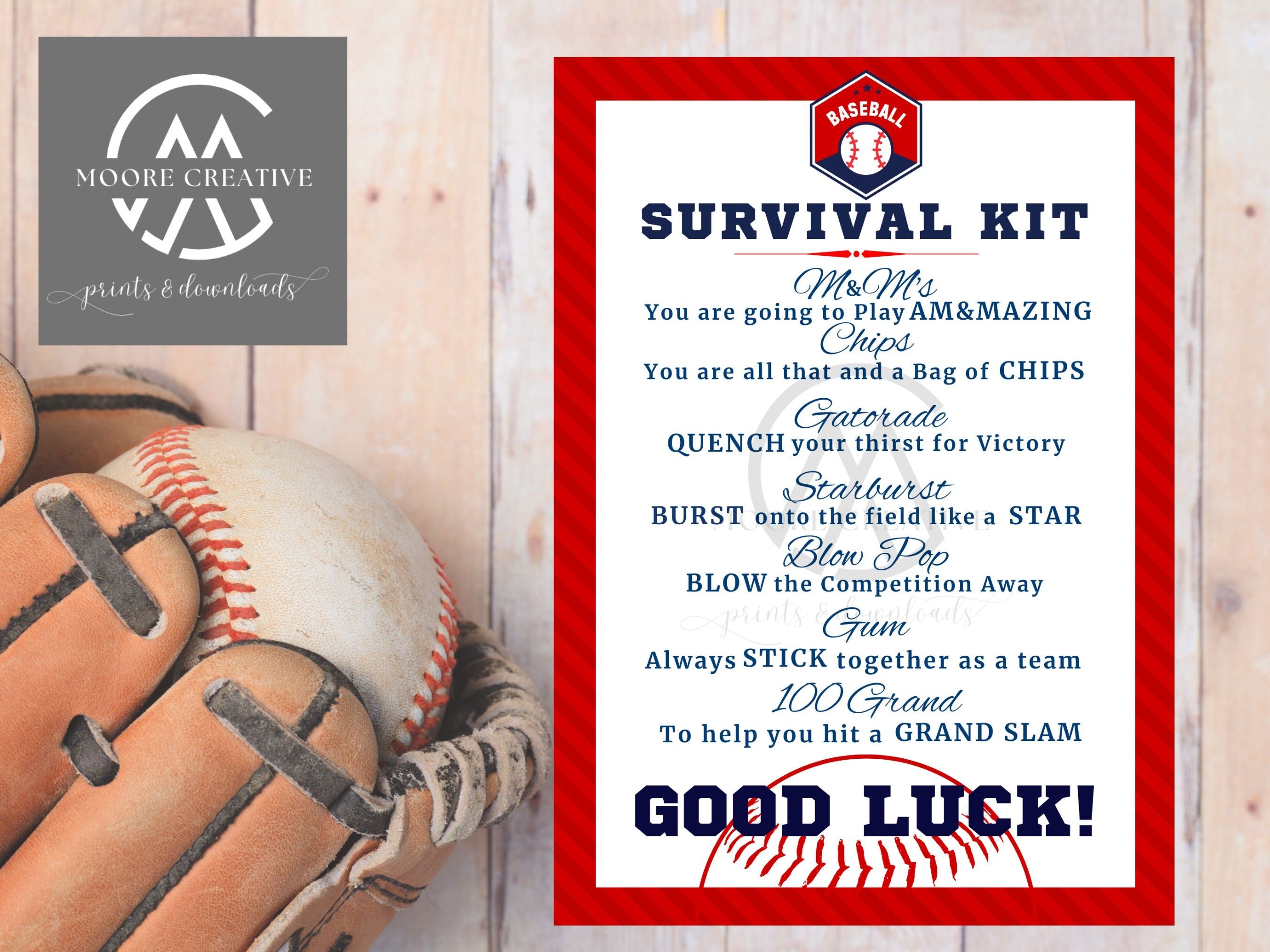 Custom Baseball Coaches Survival Kit, Baseball Team Gifts, Survival Kits, Team Survival Kit, Digital, Favors for Tournaments, Gift Tag