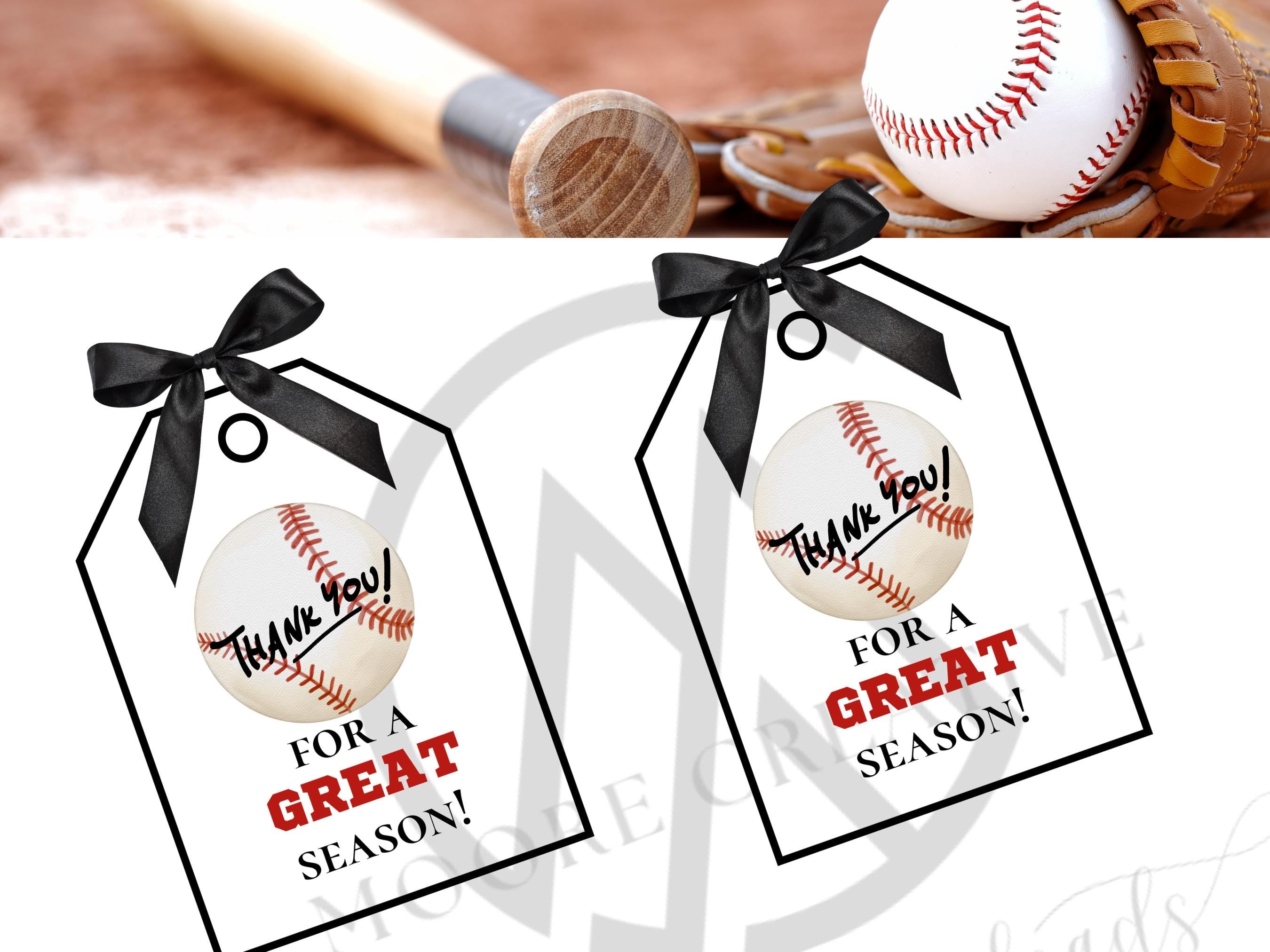 Baseball Thanks For a Great Season Tags, End of Season Snacks, Team Treat Label, Baseball, Player Thank You, Baseball Favor Tags - 3 Sizes