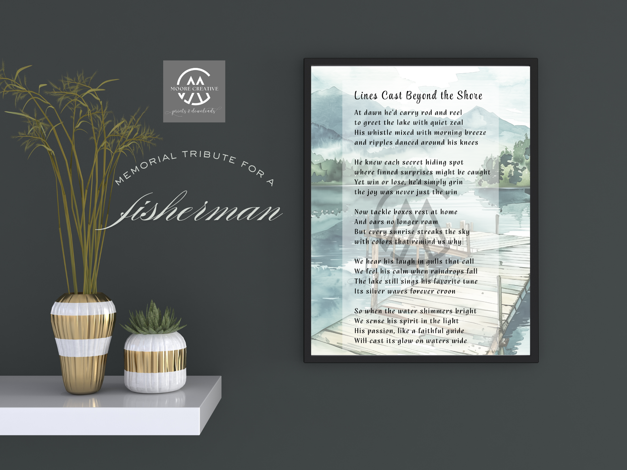 Gone Fishing Poem, Memory Gift for Loss of Fisherman, Death of Grandpa Grandad Dad