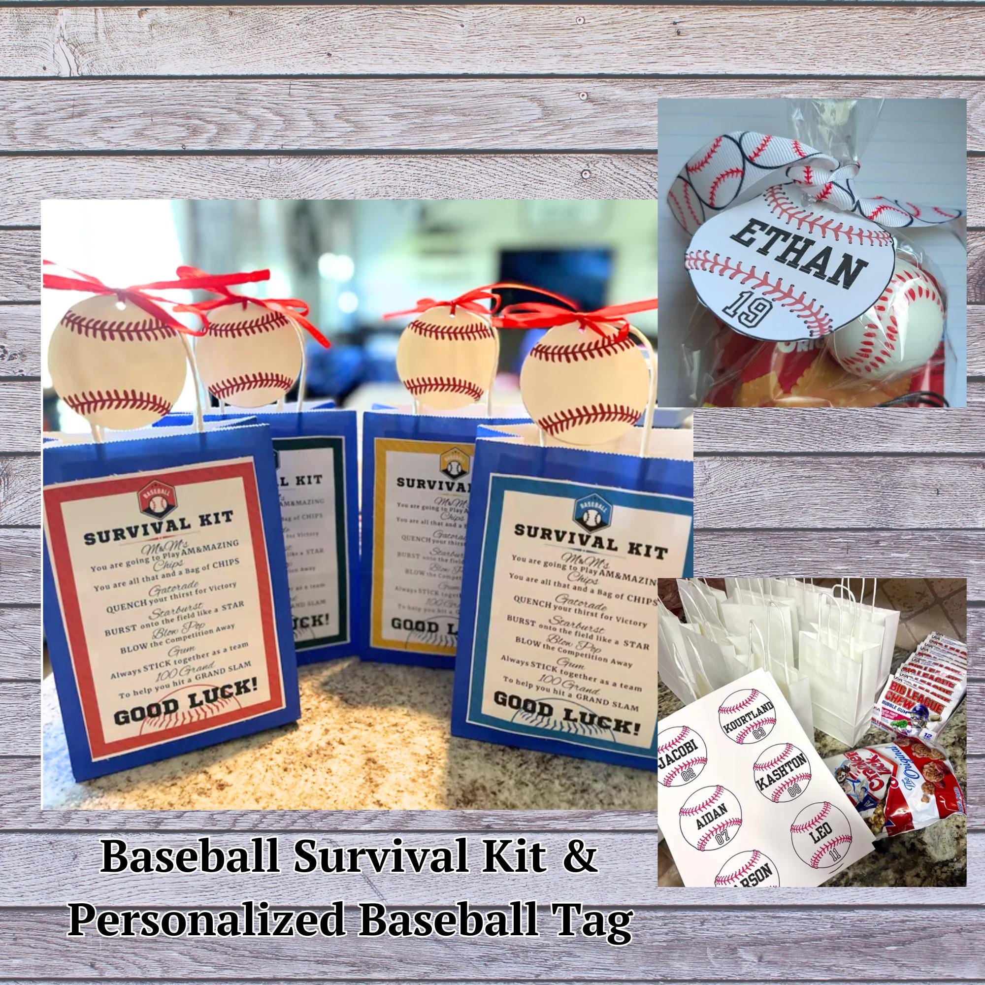 INSTANT DOWNLOAD Baseball 3" Personalized Favor Tags - Edit in Canva Template Baseball Favor Tags 3 inch 7 Different Custom Baseball Tags