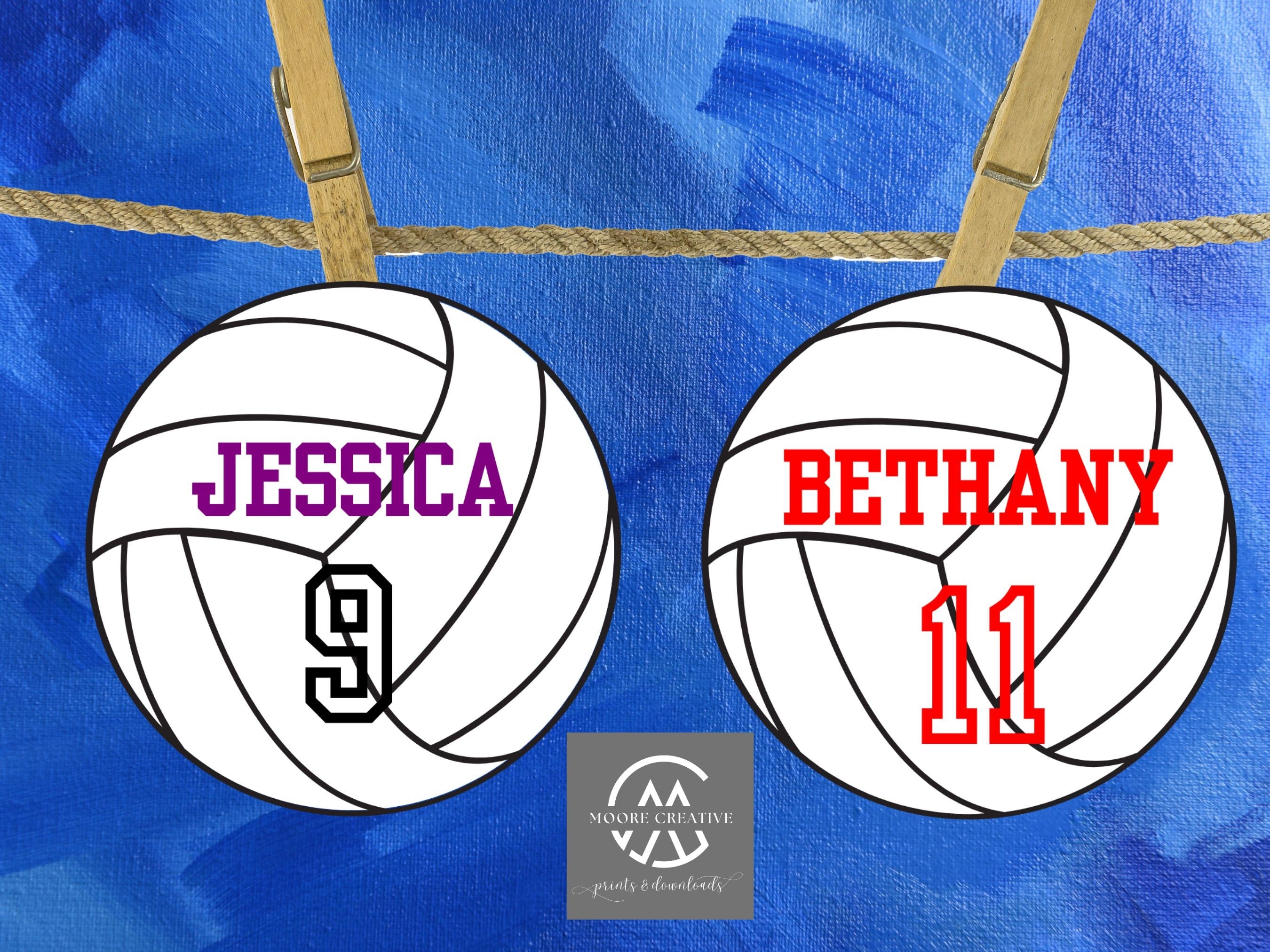 5" Volleyballs Editable Names and Player Numbers DIY Template Printable DIY Print at Home Volleyball Team Party Volleyball Download Gifts