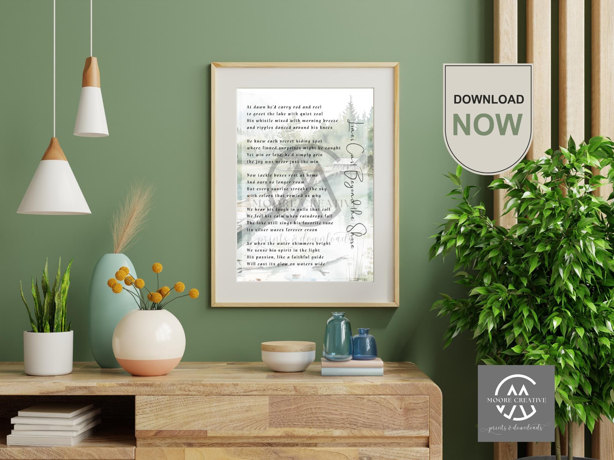Gone Fishing Poem Printable, Memorial Tribute for Fisherman, Sympathy Gift, Digital Download, Remembrance Art, Bereavement Keepsake, Fishing