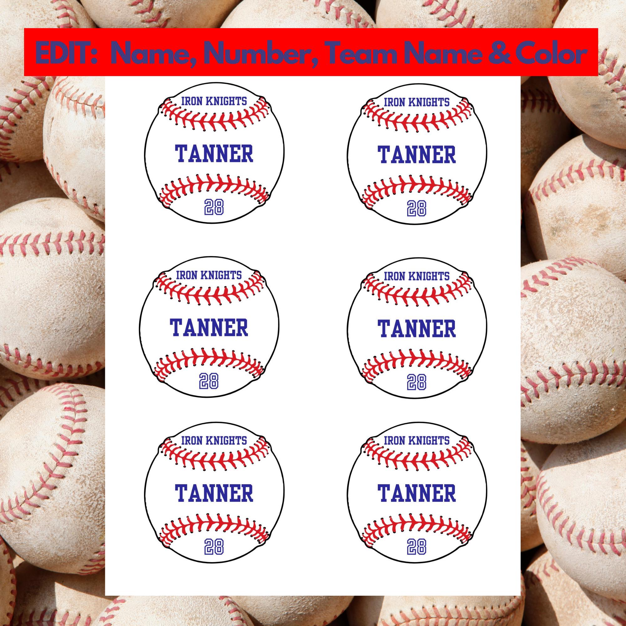 Baseball Tag File Baseball Digital File Canva Template Baseball SVG Sports Tags Baseball Name Tag Bulk Baseball Mom Tags png Favor Tags 3"