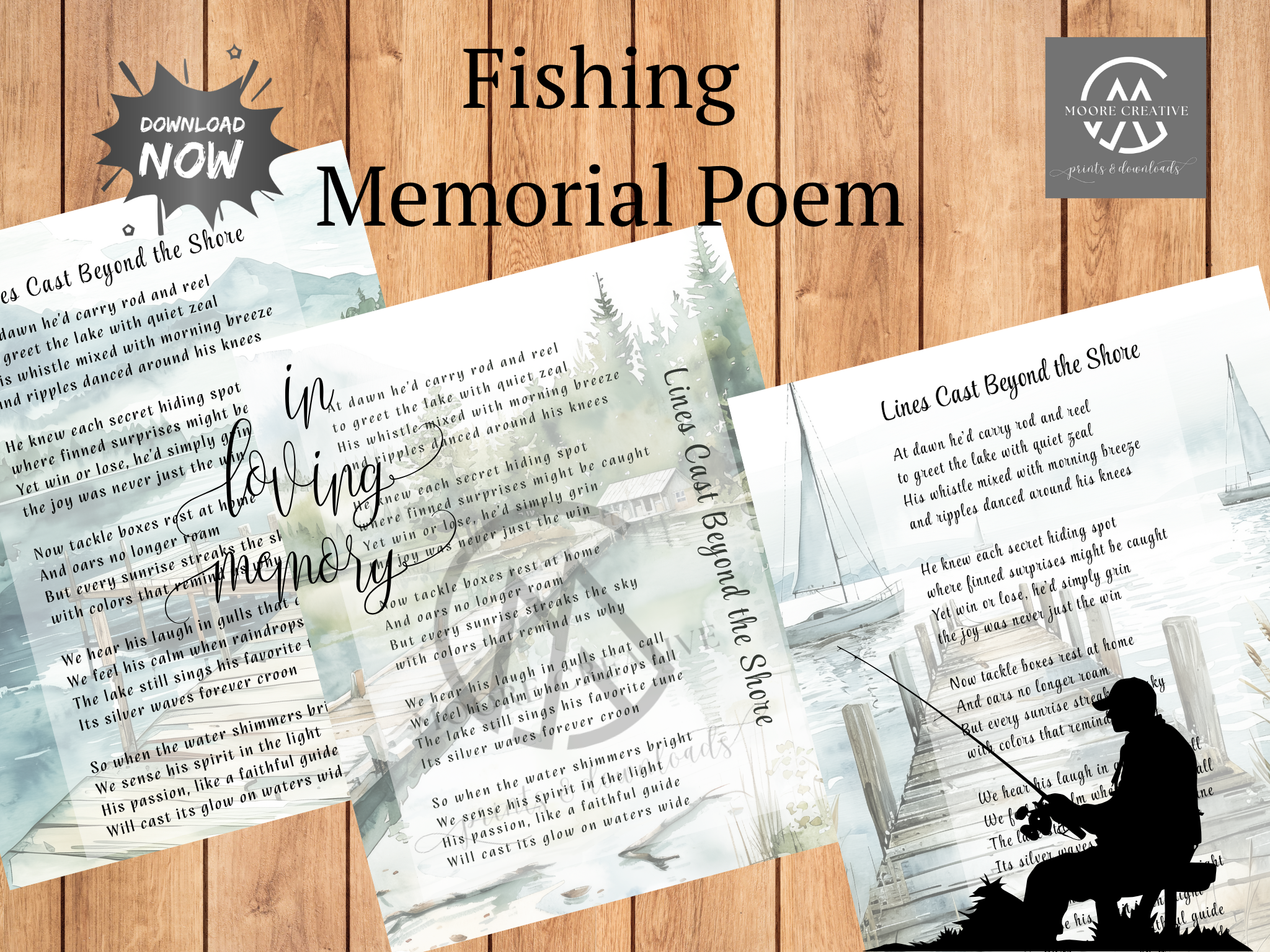 Gone Fishing Poem, Memory Gift for Loss of Fisherman, Death of Grandpa Grandad Dad