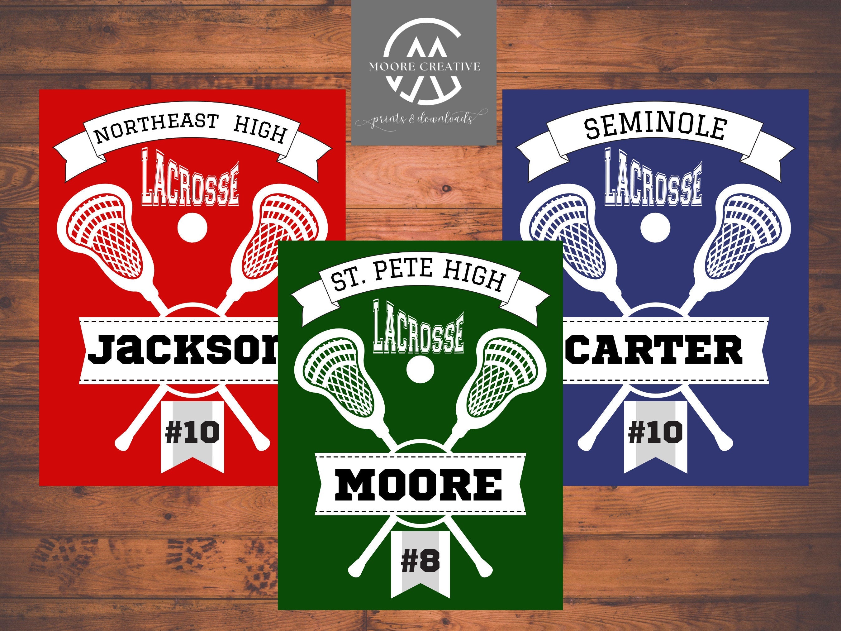 Lacrosse Locker Signs Tournament Hotel Signs Lacross Personalized Lacrosse Gift Customized, Player Name, Jersey Number, Team Name Signs Gift