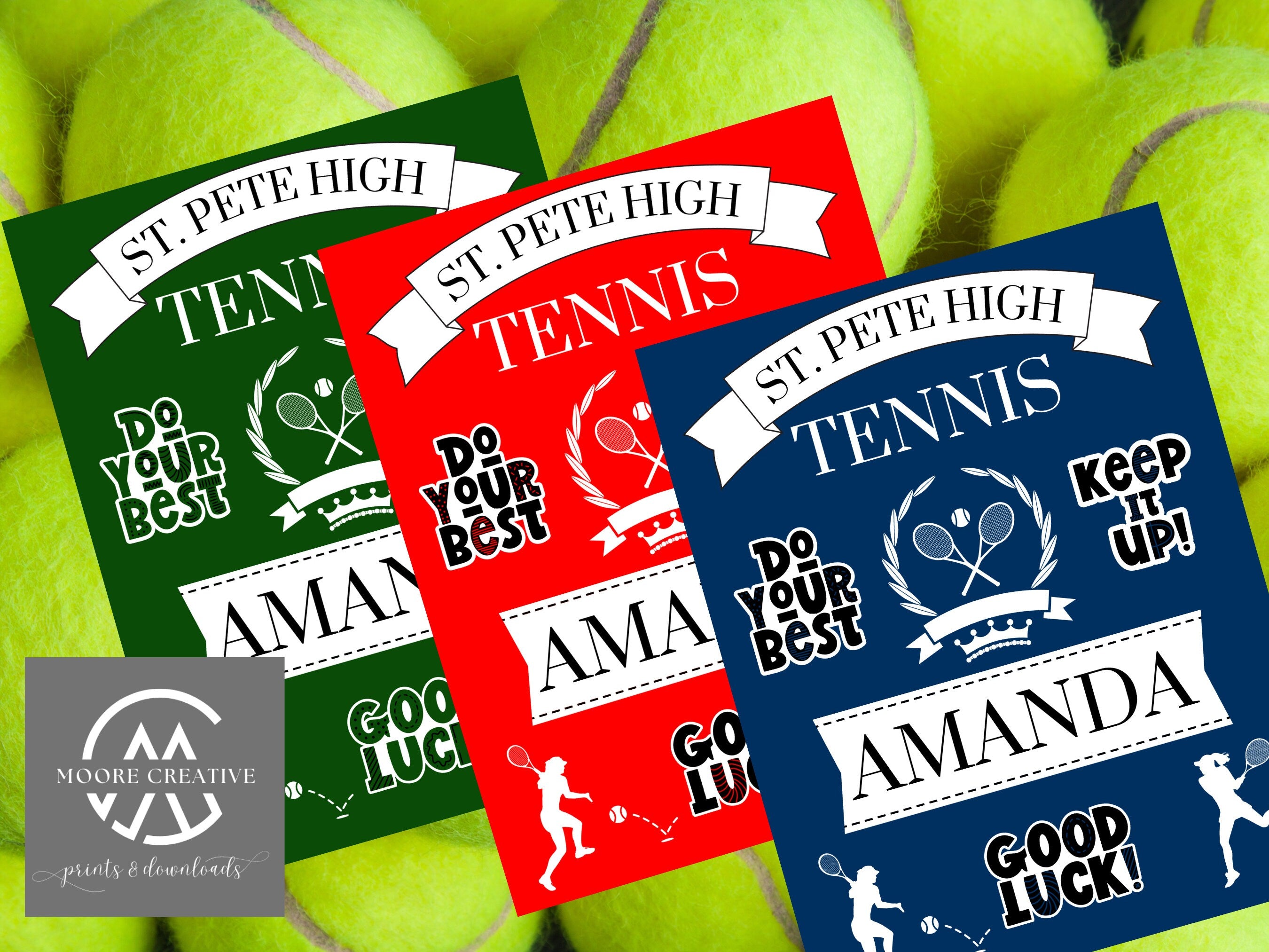 Tennis Signs Team Spirit Tournament Decoration Hotel Sign Personalized Tennis Gift, Player Name, School or Mascot, Girls Tennis, Boys Tennis