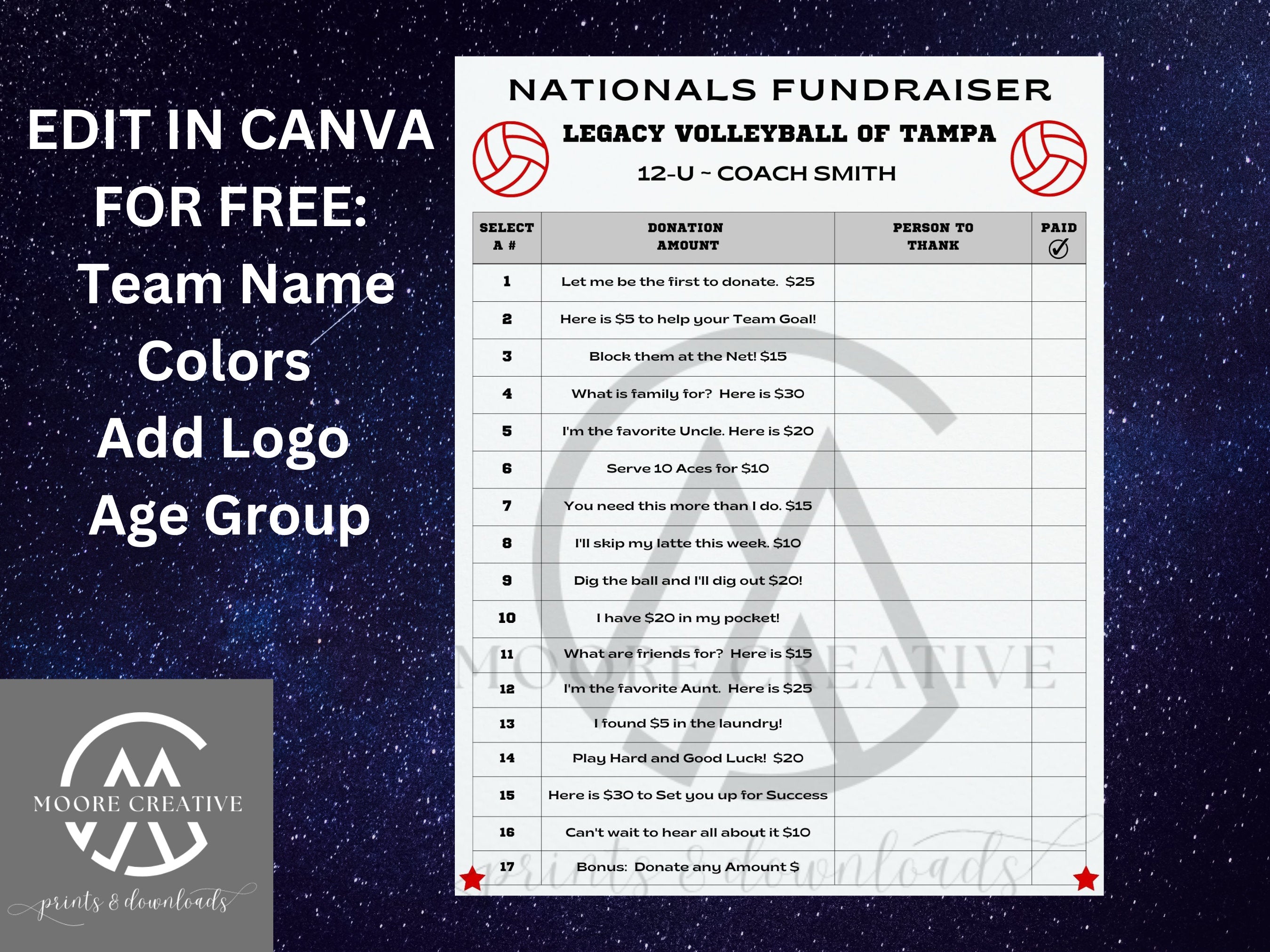 Editable Volleyball Fundraiser Flyer Template, Sport Fundraiser, Canva Template, Sport calendar, Volleyball, Editable Pick a Date, V-ball