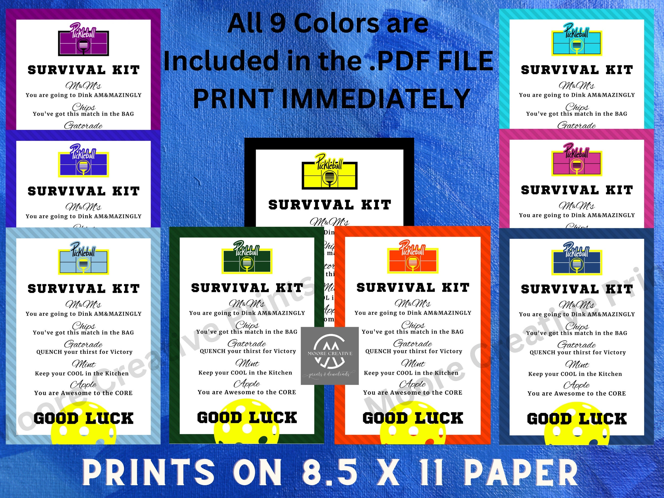 Pickleball Ladies, Players, Survival Kit, Pickleball Prints, Gifts, Pickleball Tournaments, Player, Print, Paddle, Men, INSTANT DOWNLOAD