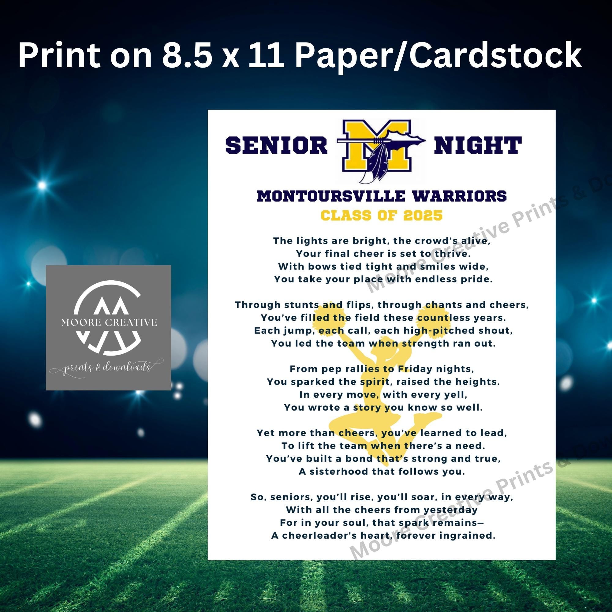 Cheerleader Poem Cheer Team Gift Senior Cheerleader Cheerleading Poem Senior Night Class of 2027 Idea Add Logo School Name Custom Cheer Moms