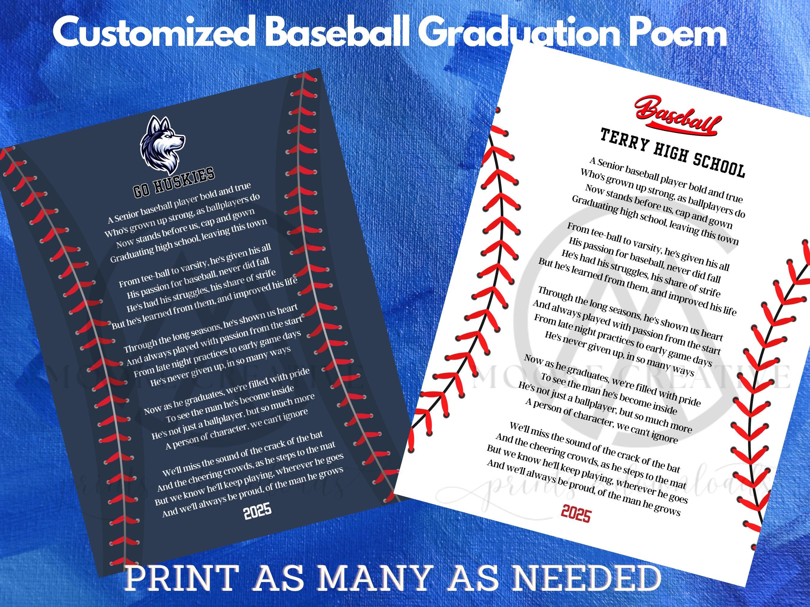 Upgrade to Personalized Baseball Poem Senior Night from Standard Baseball Poem Version