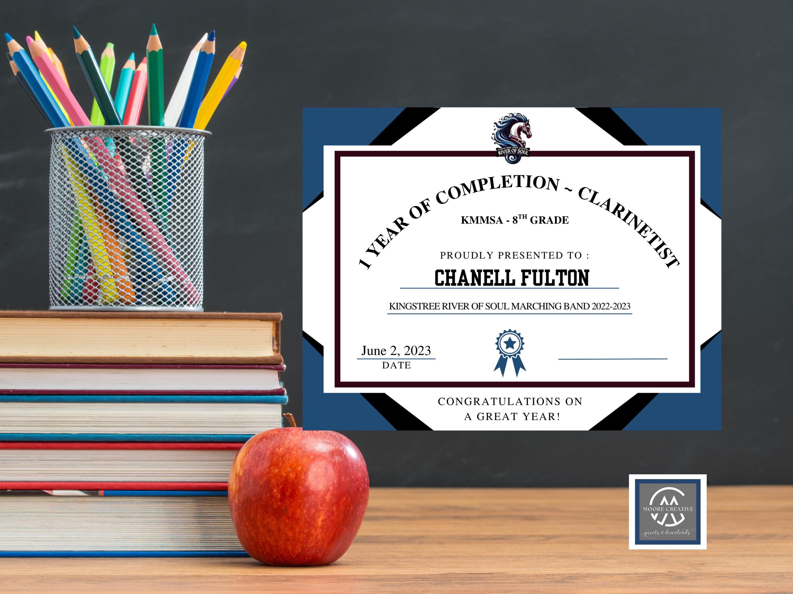 Customized Award Certificate, Awards Certificate, Custom designed End of Year Awards, Student Certificates, Band, High School, Awards