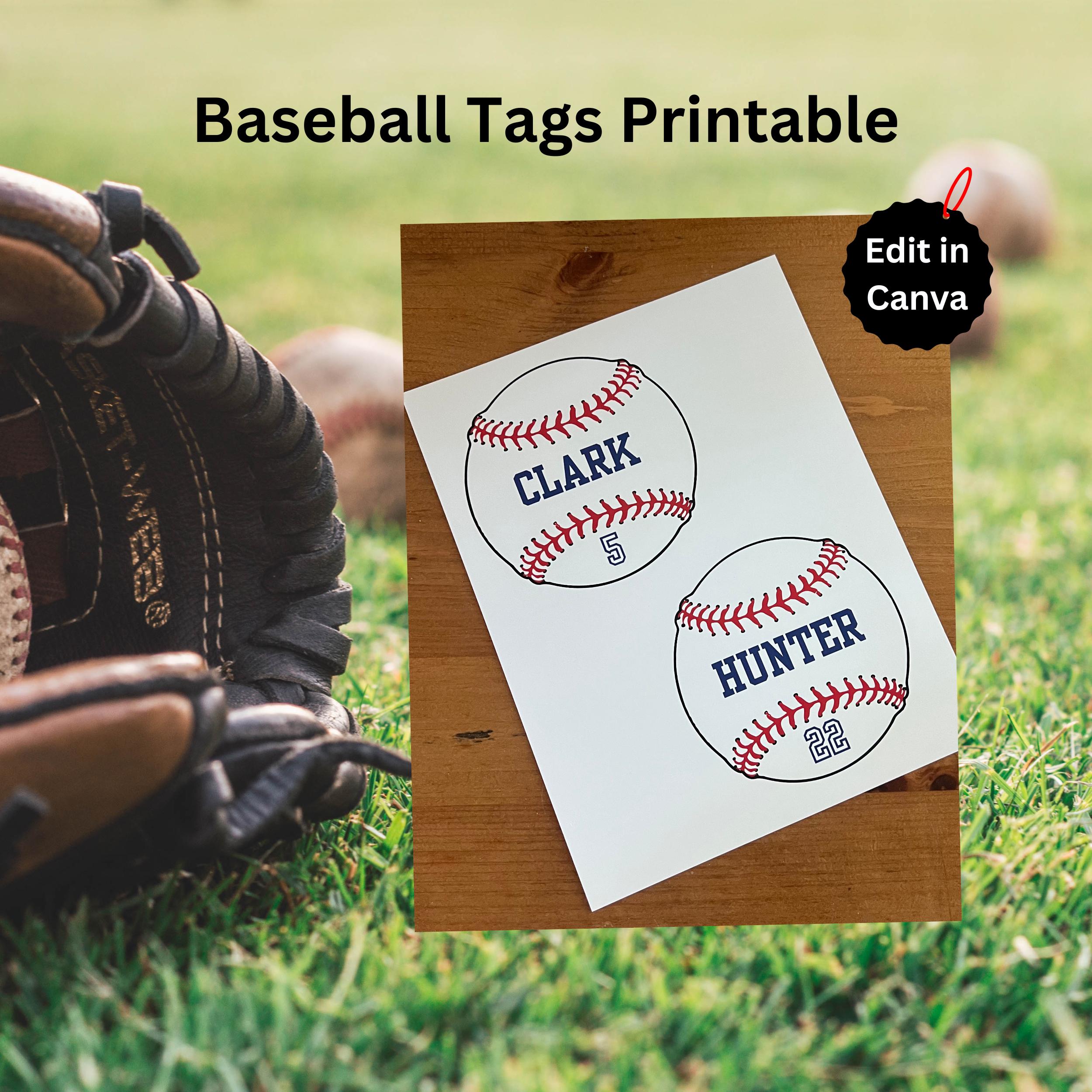 Baseball Tag Baseball Favor Baseball Gift Tag for Goodie Bag Baseball Printable Gift Bag Player Printable Editable Custom Team Party Banquet