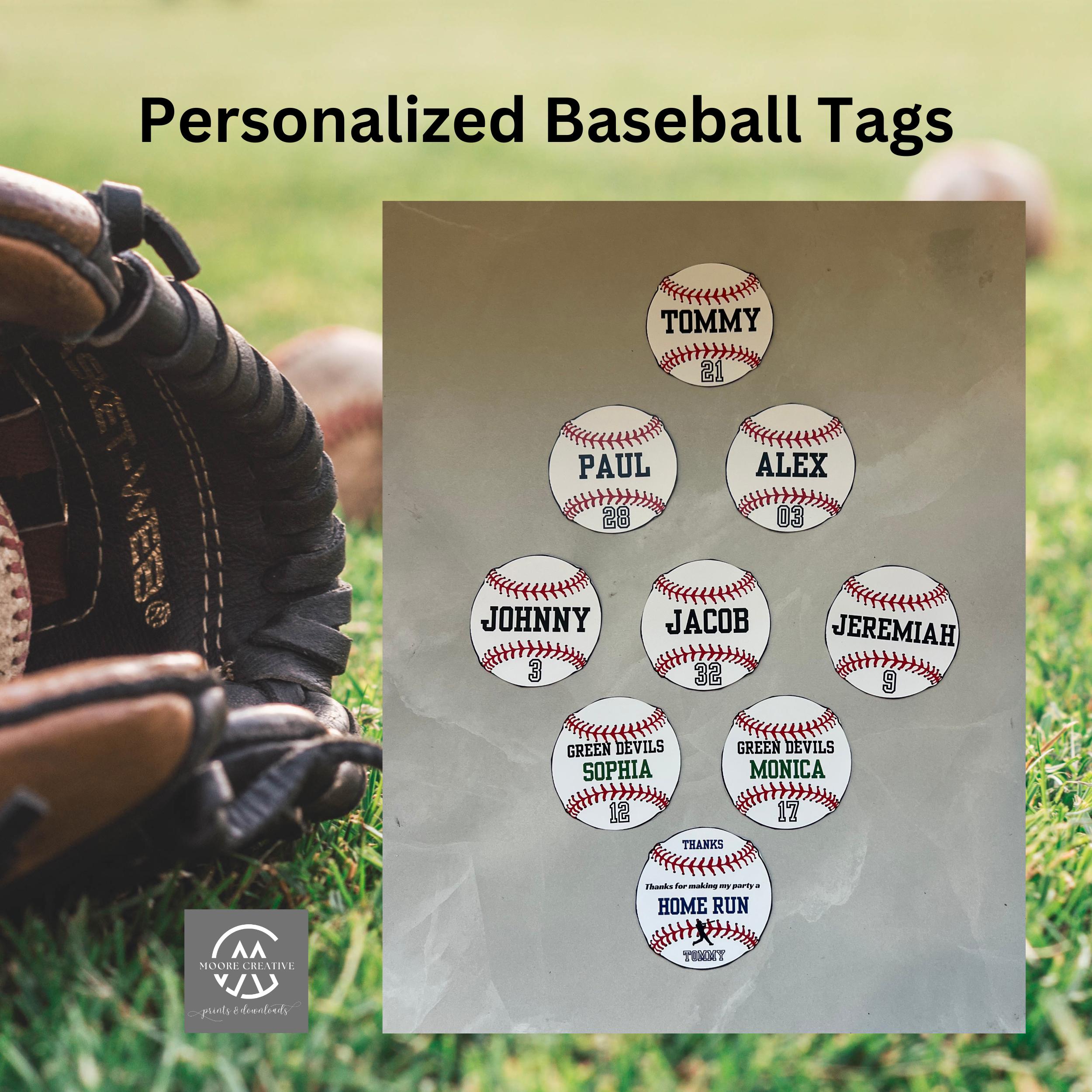 Baseball Custom Tag Sign Editable Digital Download Canva Template DIY Favor Bag Tag Baseball Team Gift Coach Team Gift Personalized SVG PNG