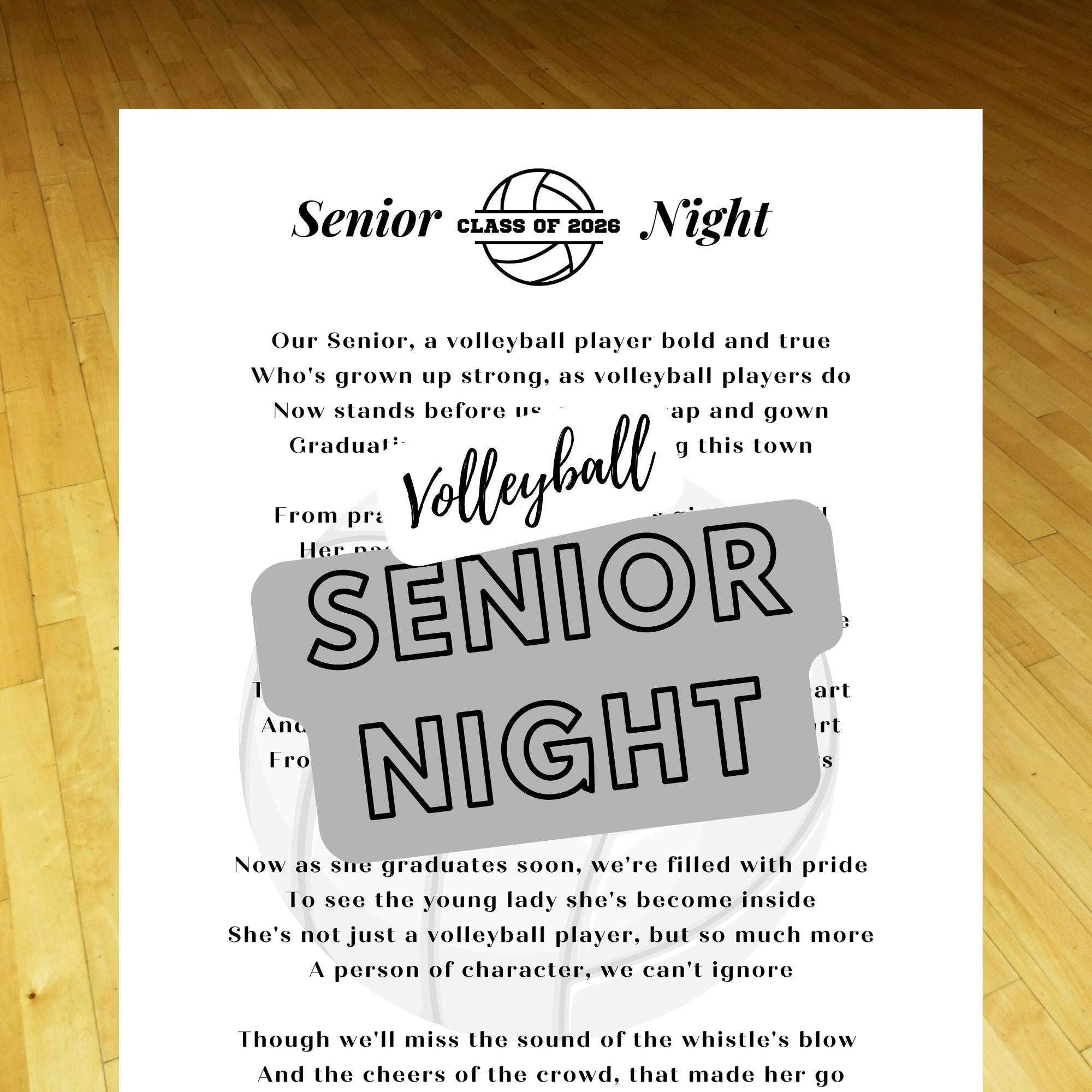 Volleyball Team Player Gift Inspirational Volleyball Poem Print Senior Night Idea Graduation Present Printable Digital Download Keepsake PDF