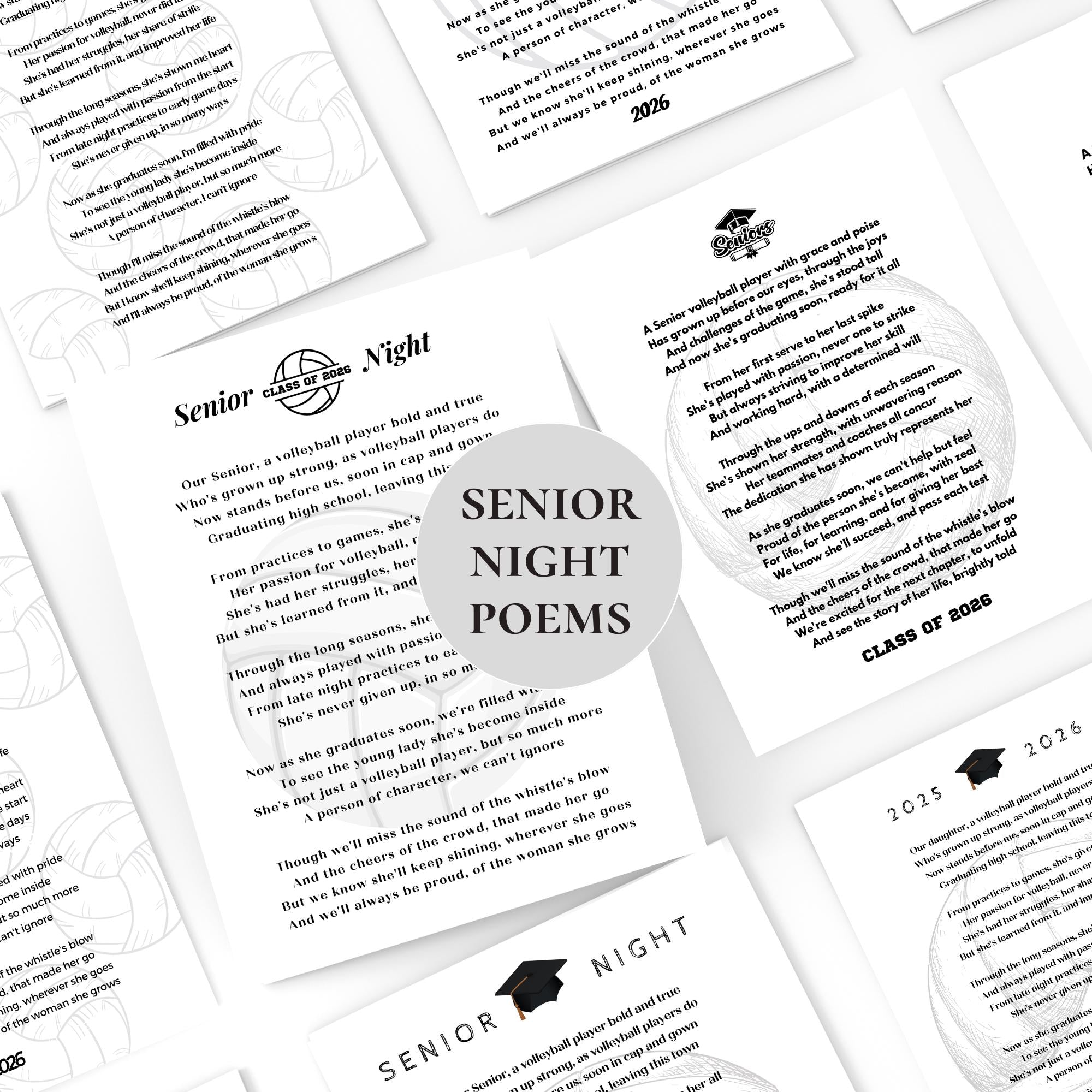 Senior Night Volleyball Team Printable Instant Download Volleyball Poem Senior Gift Gift Basket Graduation Gift Volleyball Class of 2027 PDF