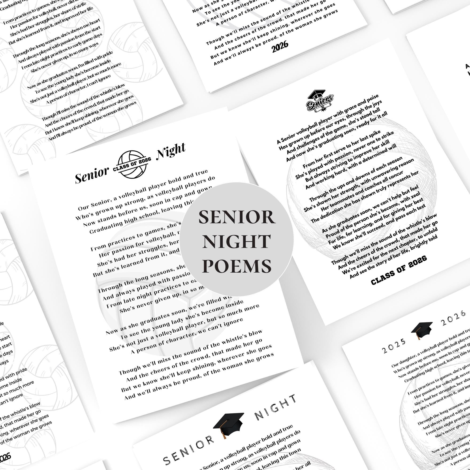 Volleyball Senior Night Gift Instant Download Volleyball Player Poem Senior Gift Volleyball Graduation Class of 2027 Printable Last Game PDF