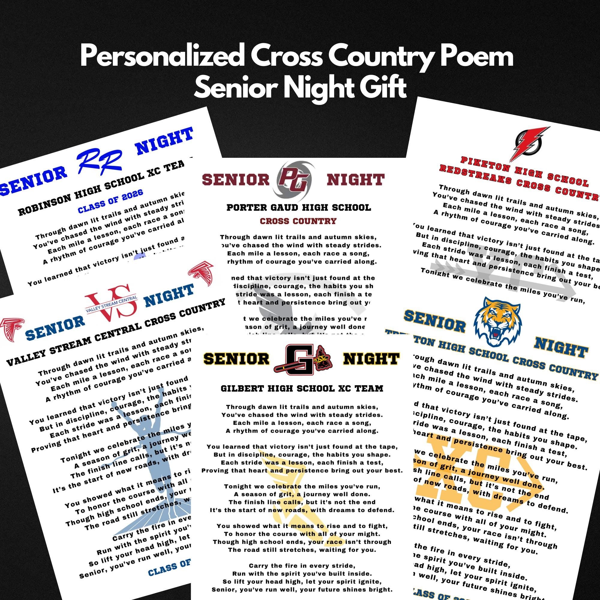 Personalized Cross Country Senior Night Gift XC Gift Idea CC Gift for Senior Custom Name Running Gift Class of 2027 Cross Country Team Poem