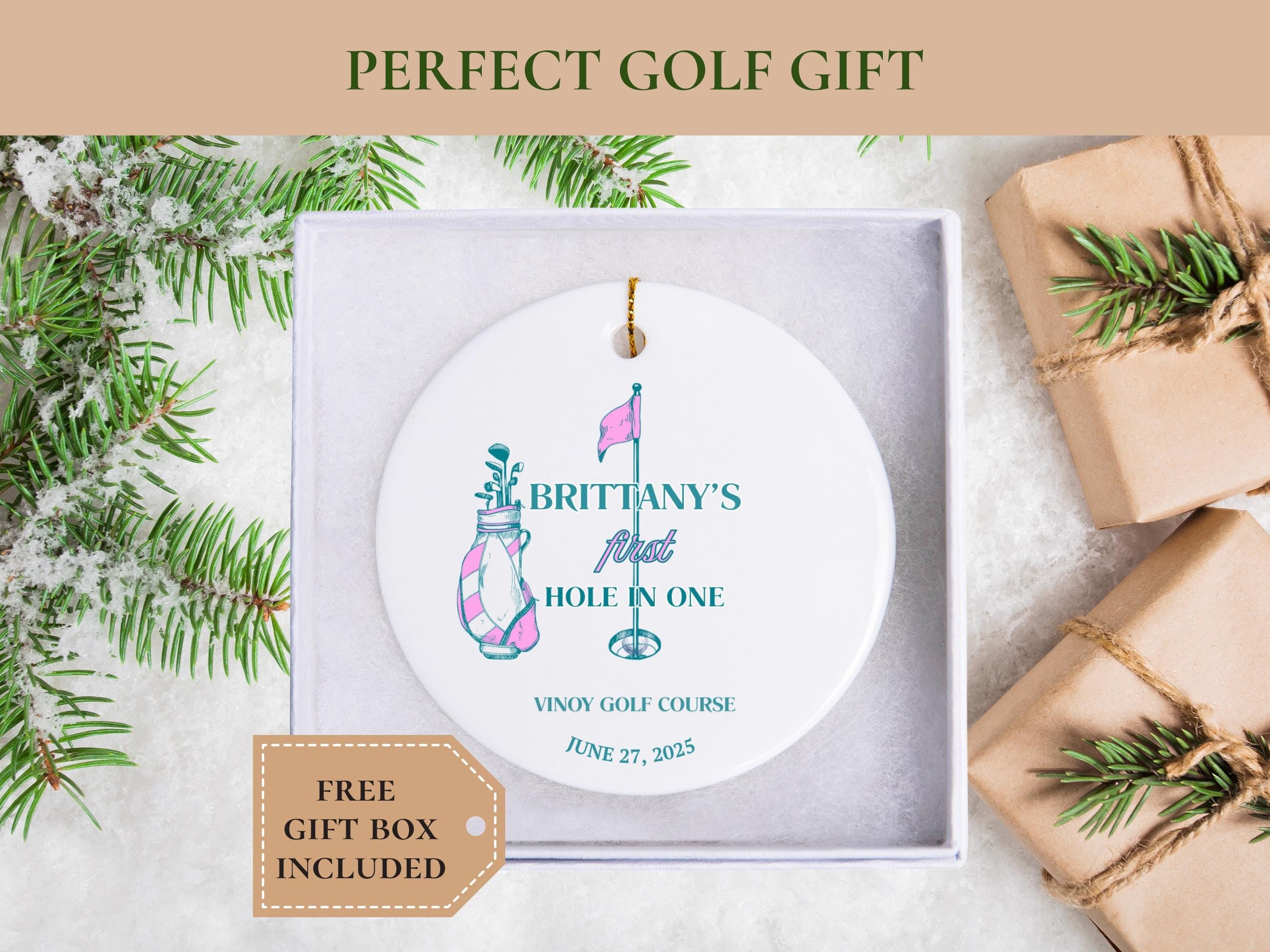Personalized Golf Ornament Custom Golfer Christmas Decoration Golf Course Gift Prize Hole in One Award Men Girl Golfer Personalized Lady