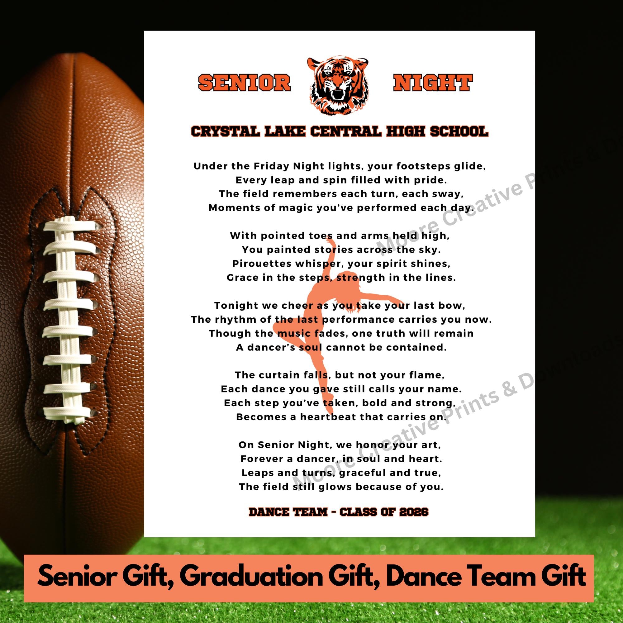 Dance Team Senior Night Gift High School Senior Dance Team Mom Dancer Poem Gift Idea Class of 2027 Custom Senior Dance Gift Cheer Drill Team