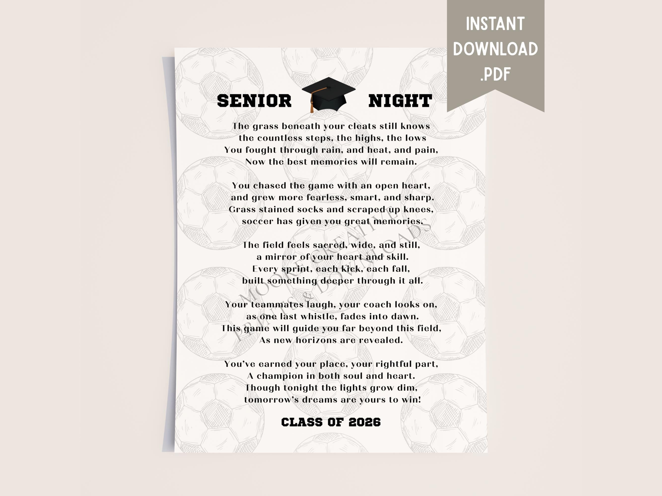 Soccer Senior Night Gift Soccer Mom Gift to Daughter Son 2026 Soccer Poem Senior Gift Idea Senior Night Grad Gift 2026 Travel Soccer Club