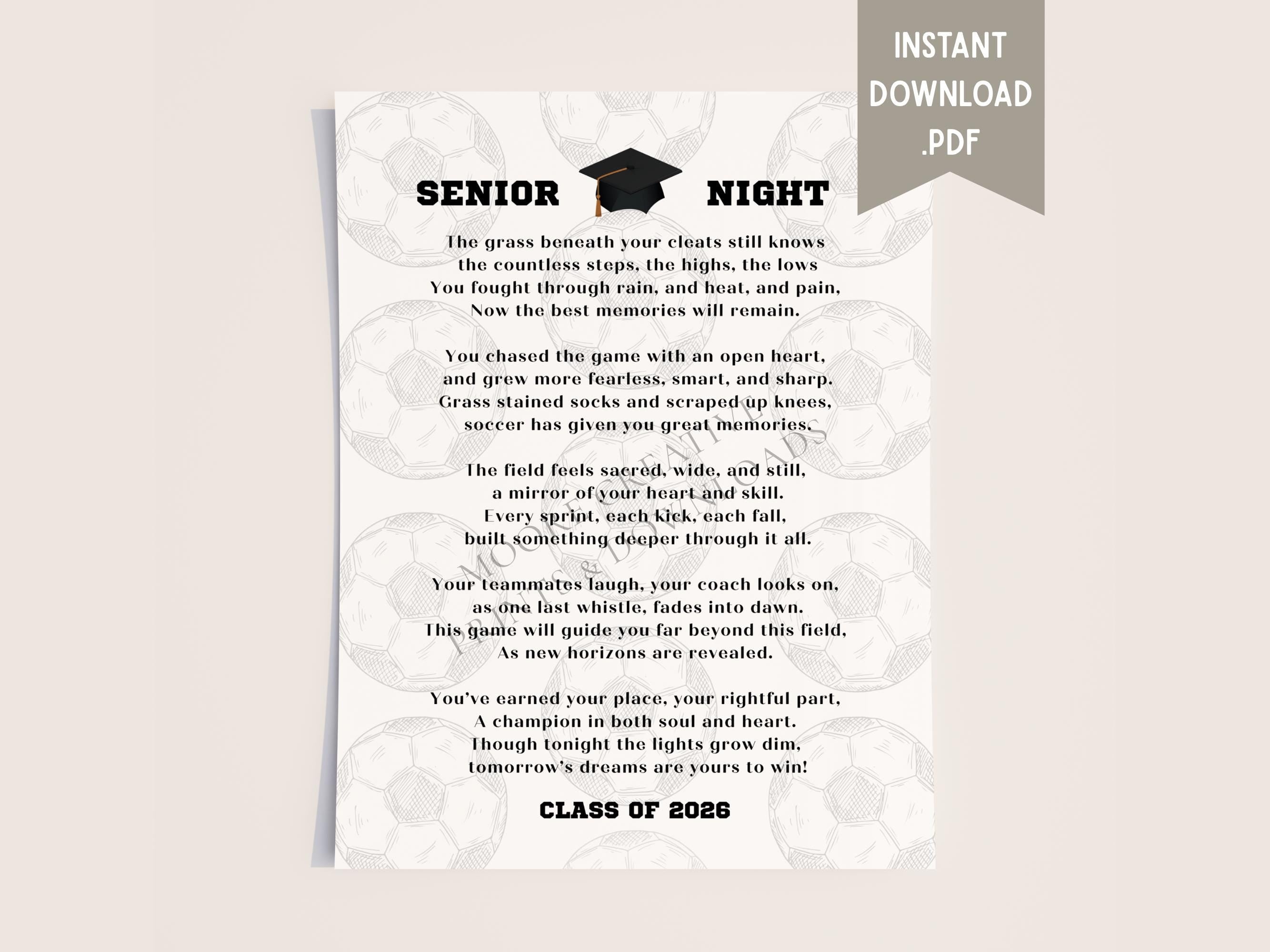 Soccer Gift Senior Soccer Mom Gift for Son Class of 2027 Poem Unique Gift Senior Night Graduation Ideas Soccer Player HS Team Gift for Her