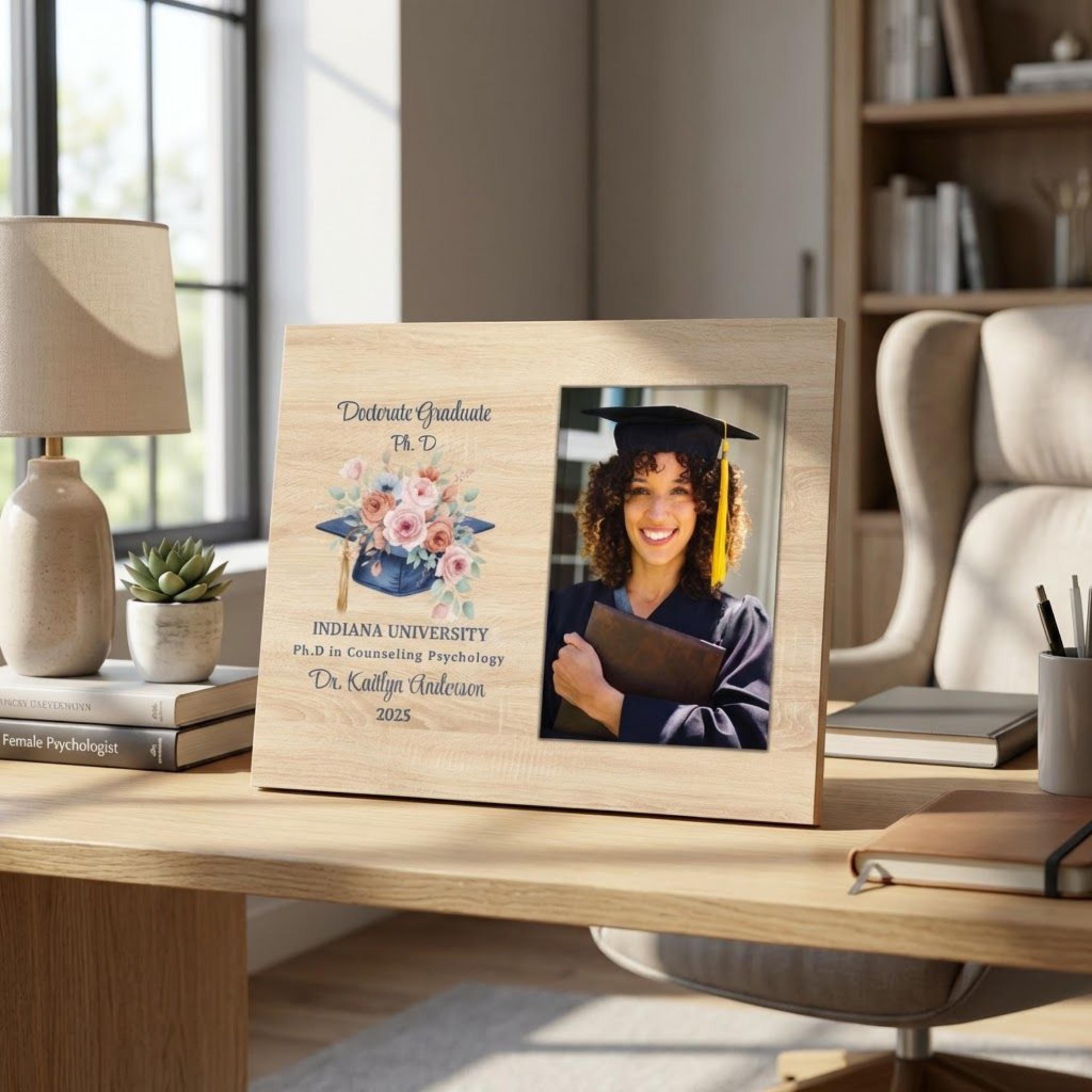 Doctorate Photo Frame Personalized PhD Degree Graduation Gift Class of 2027 Custom New Doctor Keepsake Gift for Him Her Custom Photo Display