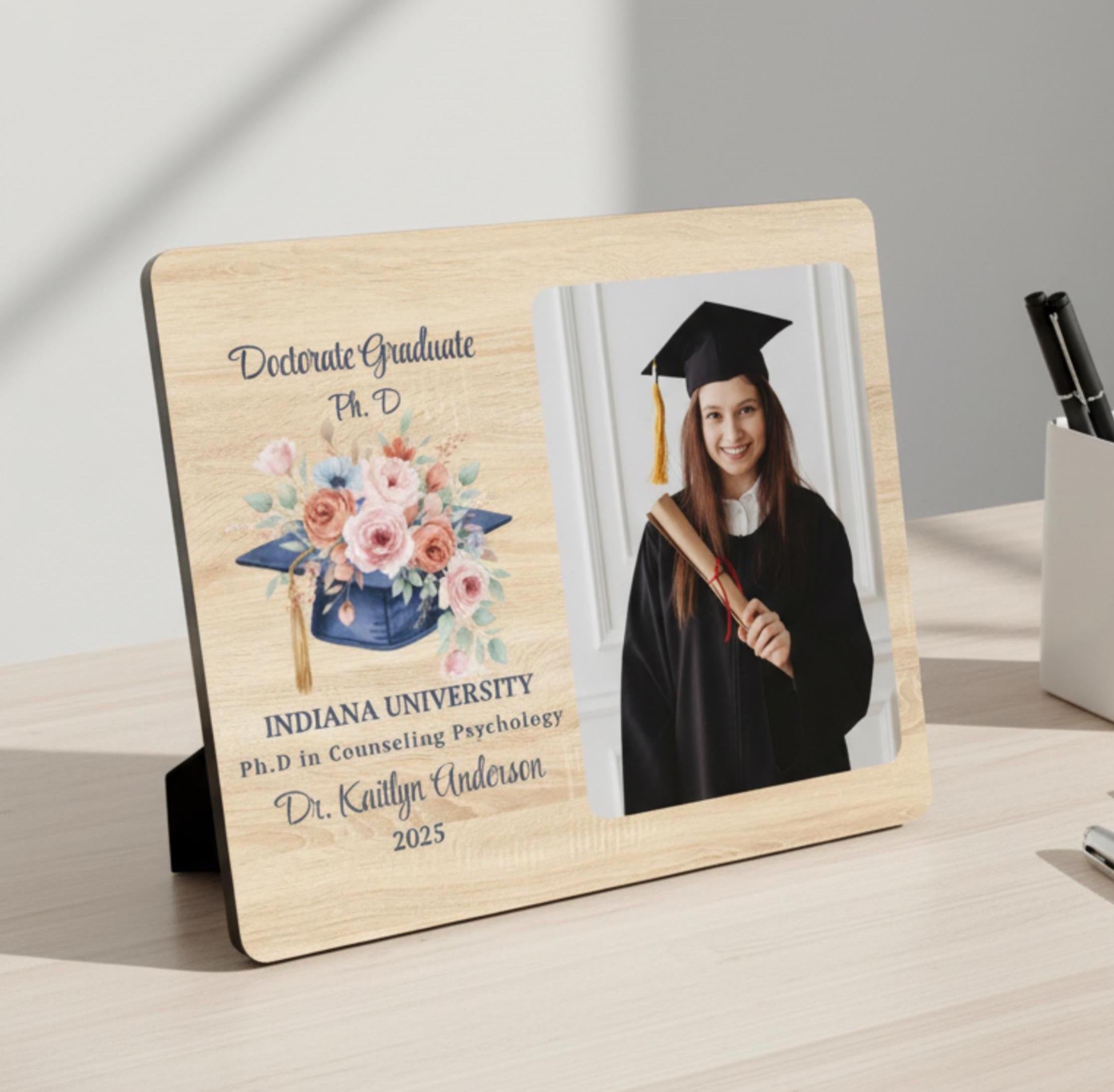 Doctorate Photo Frame Personalized PhD Degree Graduation Gift Class of 2027 Custom New Doctor Keepsake Gift for Him Her Custom Photo Display