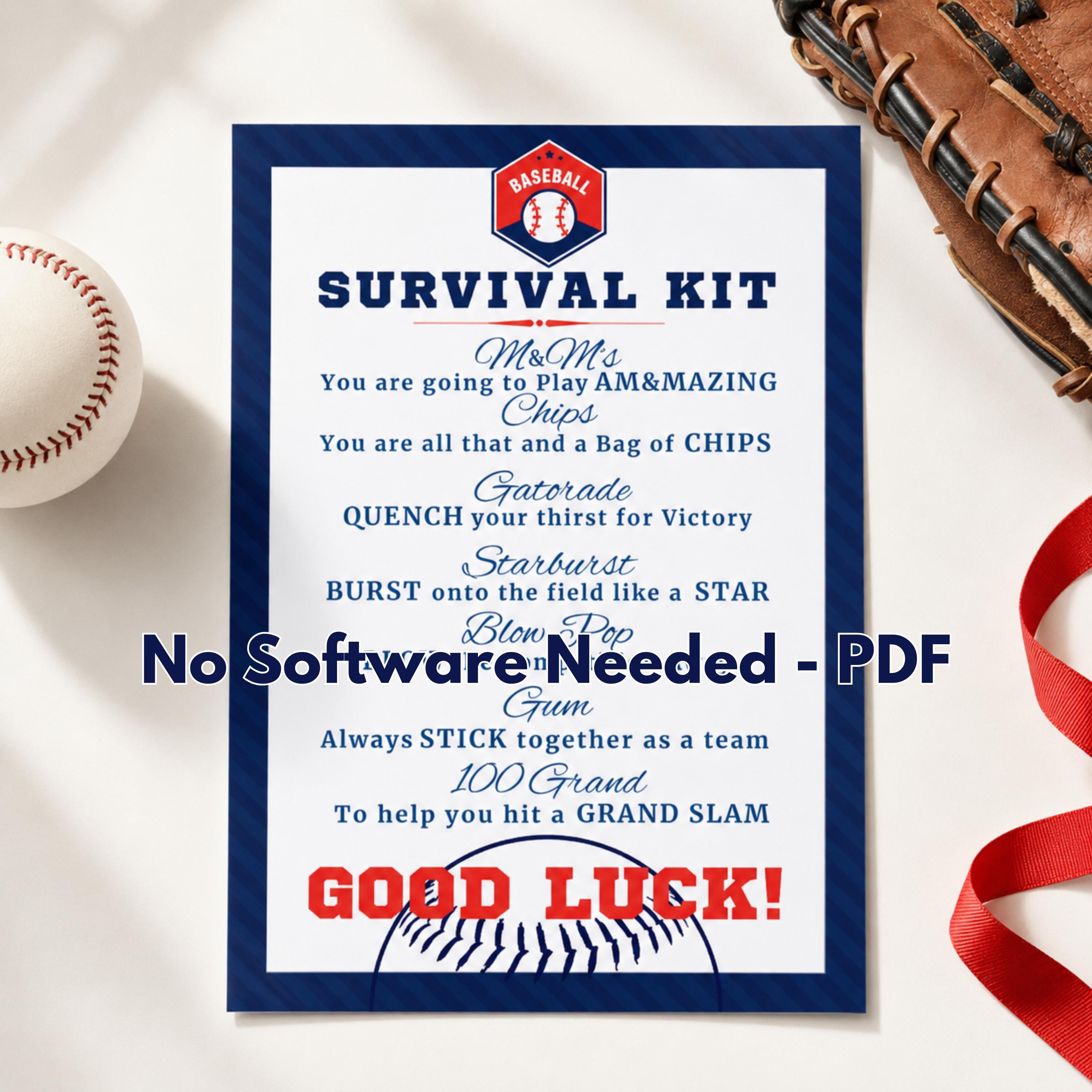Team Mom Baseball Goodie Bag Tag Player Gift Favor Instant Download Baseball Survival Kit Gift Tag Printable Bball Tournament Treat Bag Idea