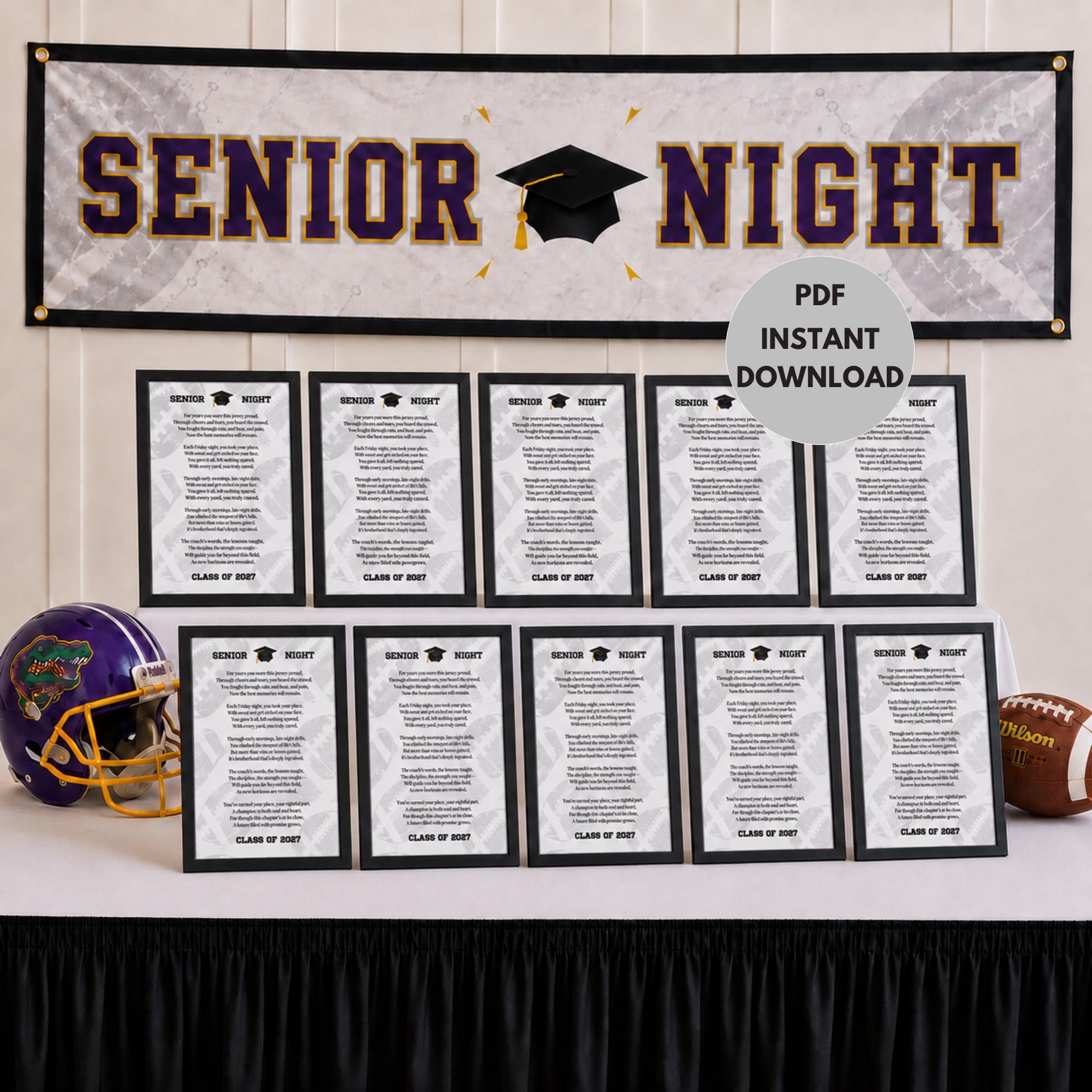 Senior Night Football Gift Senior Football Mom Gift to Son Football Poem Football Banner Graduation Gift Class of 2027 Instant Download PDF