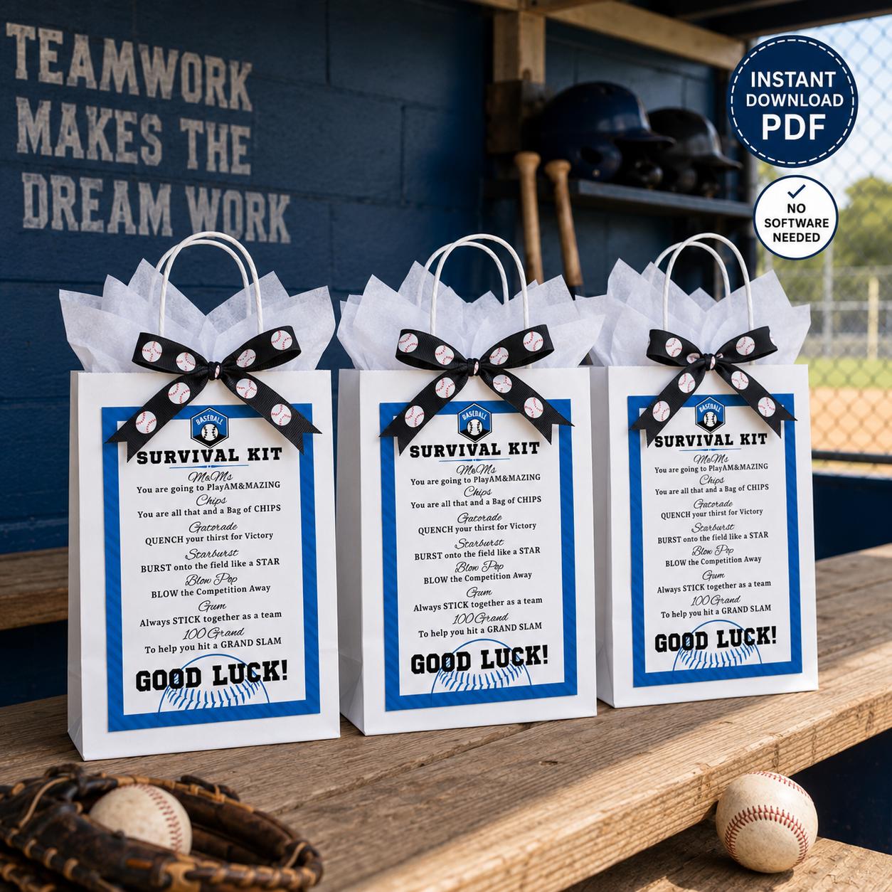 Baseball Survival Kit Baseball Team Gifts Survival Kits Team Survival Kit Digital Favors for Tournaments Gift Tag INSTANT DOWNLOAD
