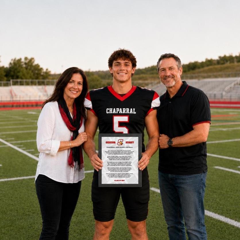 Football Senior Class of 2027 Senior Mom Gift to Son Football Gift PDF Graduation Custom Poem Senior 16 Personalized with Name and Number