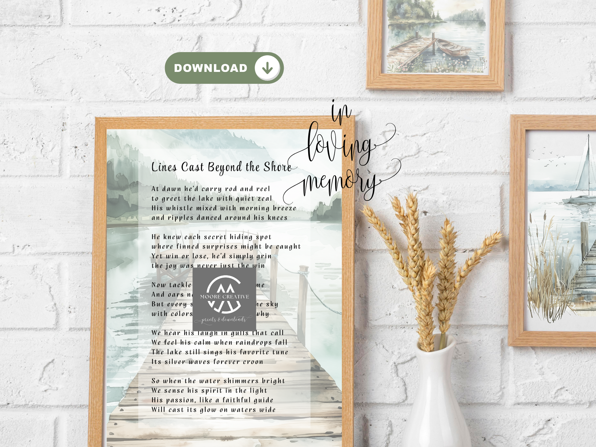 Gone Fishing Poem, Memory Gift for Loss of Fisherman, Death of Grandpa Grandad Dad