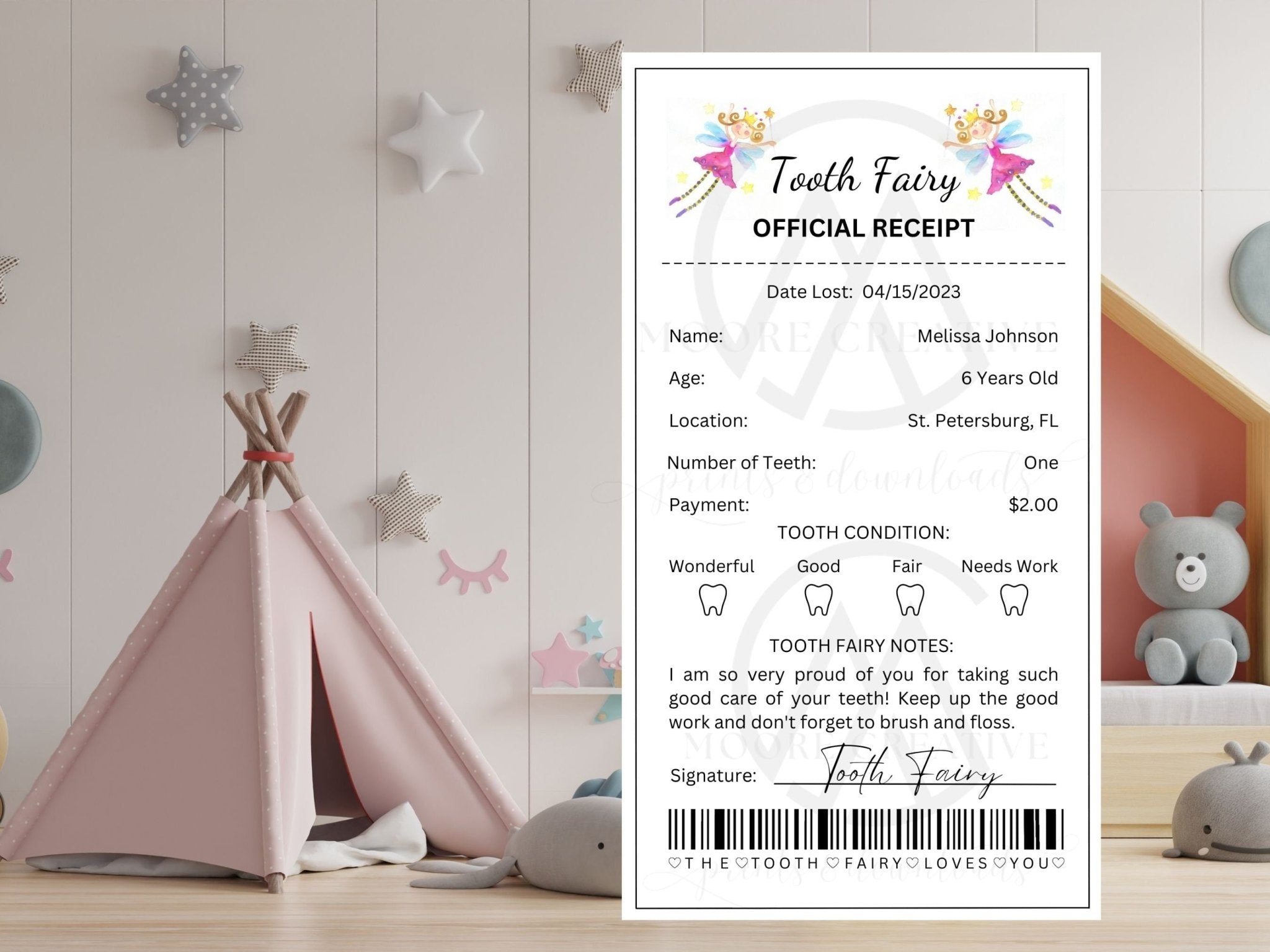 Tooth Fairy Receipt Printable