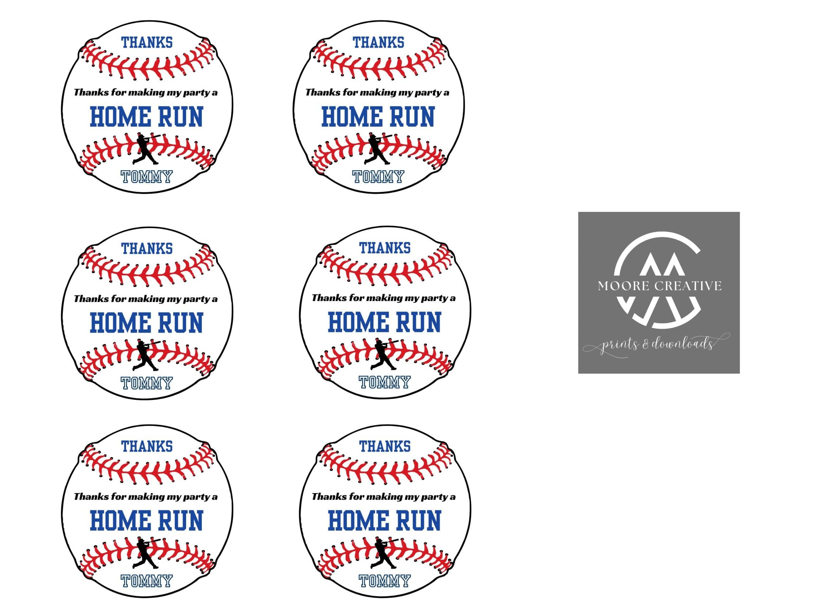 baseball party favor tags custom name canva