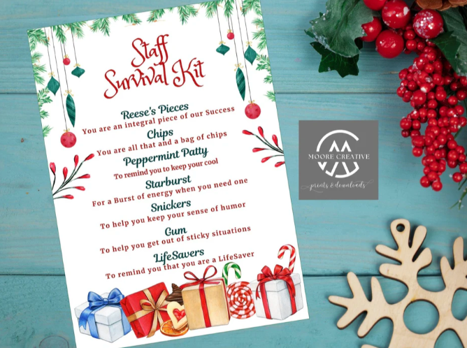 Christmas Survival Kit | The Perfect Holiday Gift for Staff, Teachers, and Coworkers: Christmas Survival Kit Tags