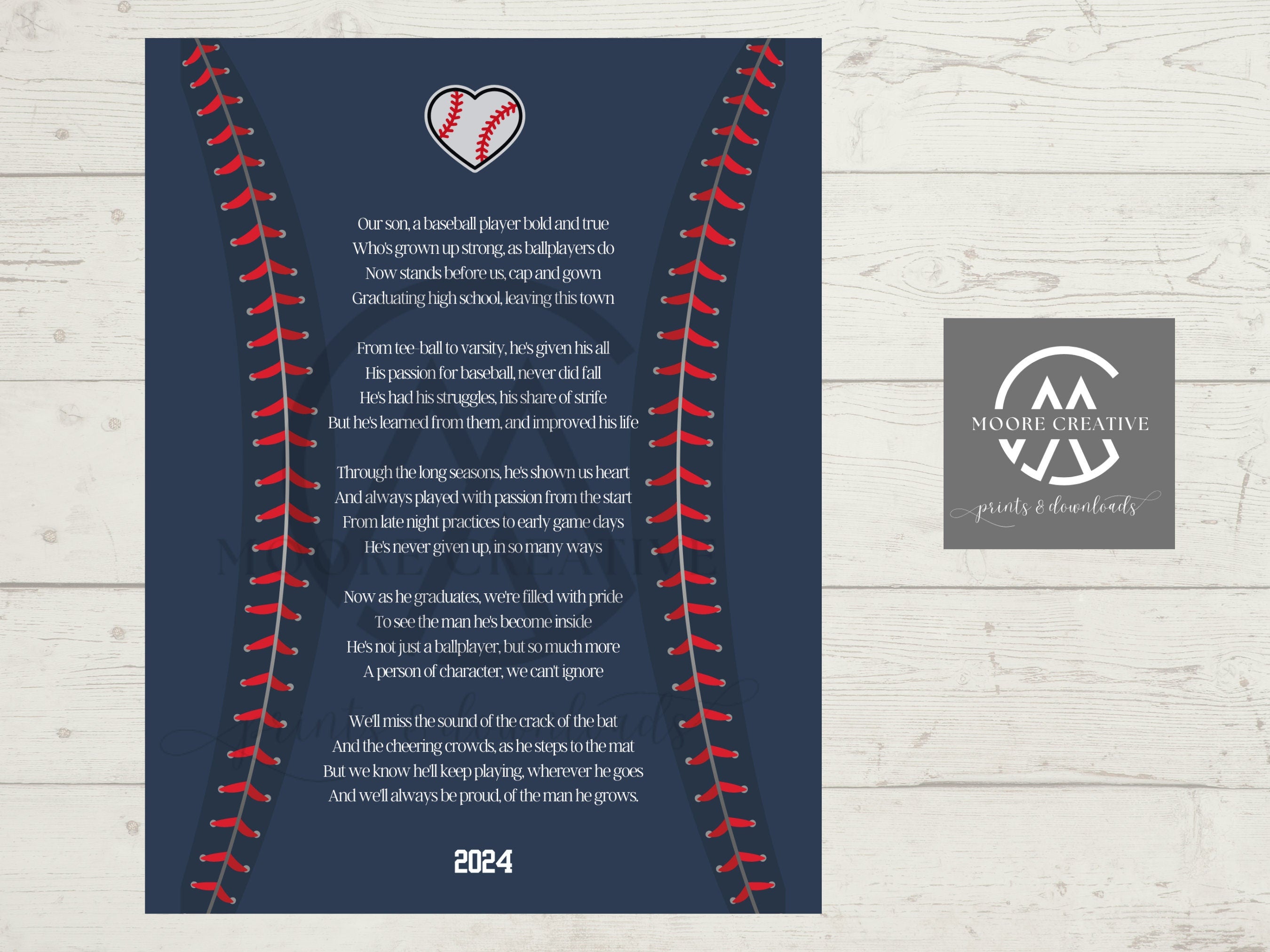 Baseball Team Gift 2026 Instant Download Sentimental Poem