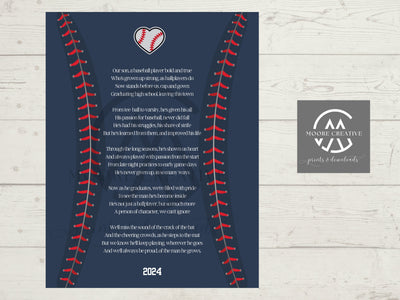 Baseball Team Gift 2026 Instant Download Sentimental Poem