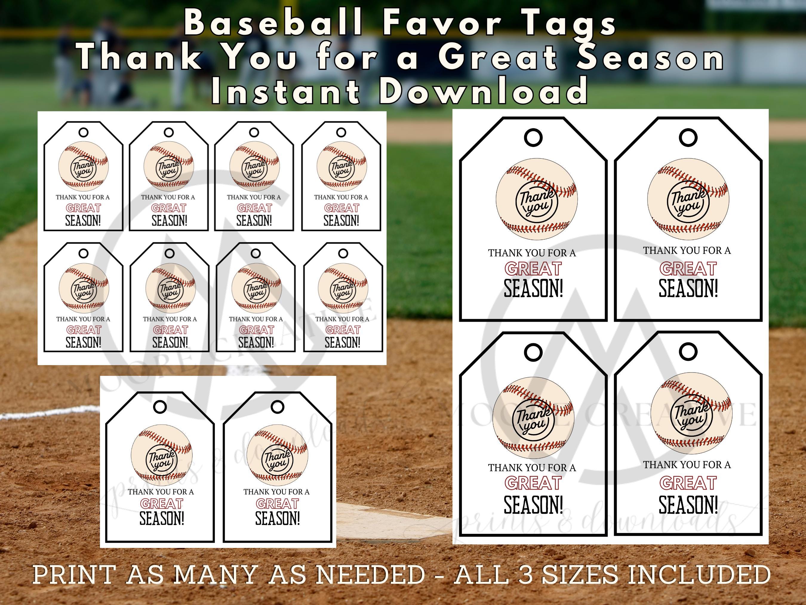Thank You Gift Tags Sports, Baseball Team Treat Favors, End Season Printable Labels, Digital Download, 3 Sizes, Baseball, Banquet, B-ball
