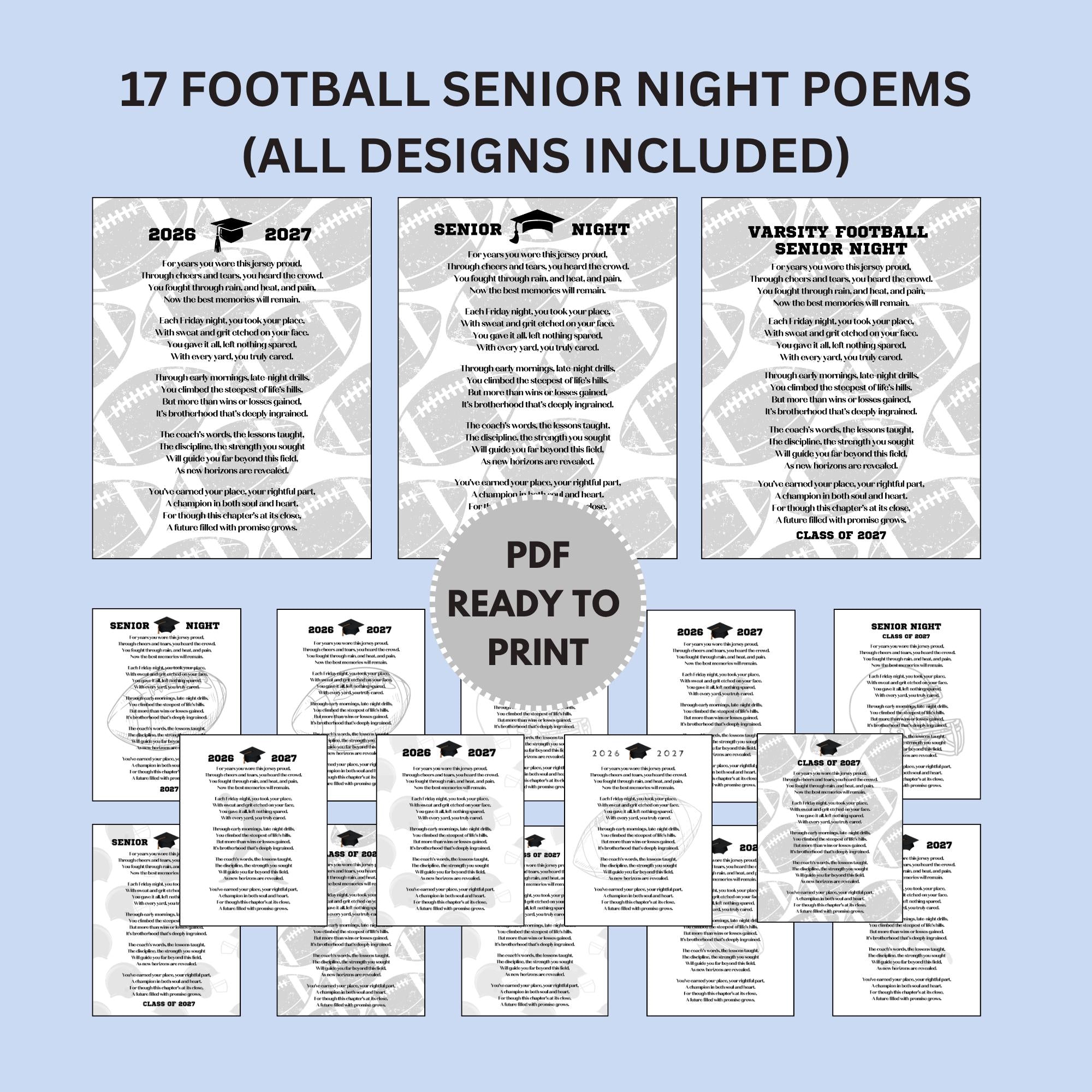 Senior Football Gift for Boys Mom Gift to Son Printable Poem PDF Class of 2027 Senior Night Football Gift Football Mom Poem INSTANT DOWNLOAD