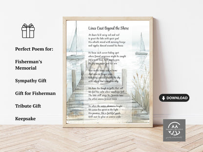 Gone Fishing Poem Printable, Memorial Tribute for Fisherman, Sympathy Gift, Digital Download, Remembrance Art, Bereavement Keepsake, Fishing