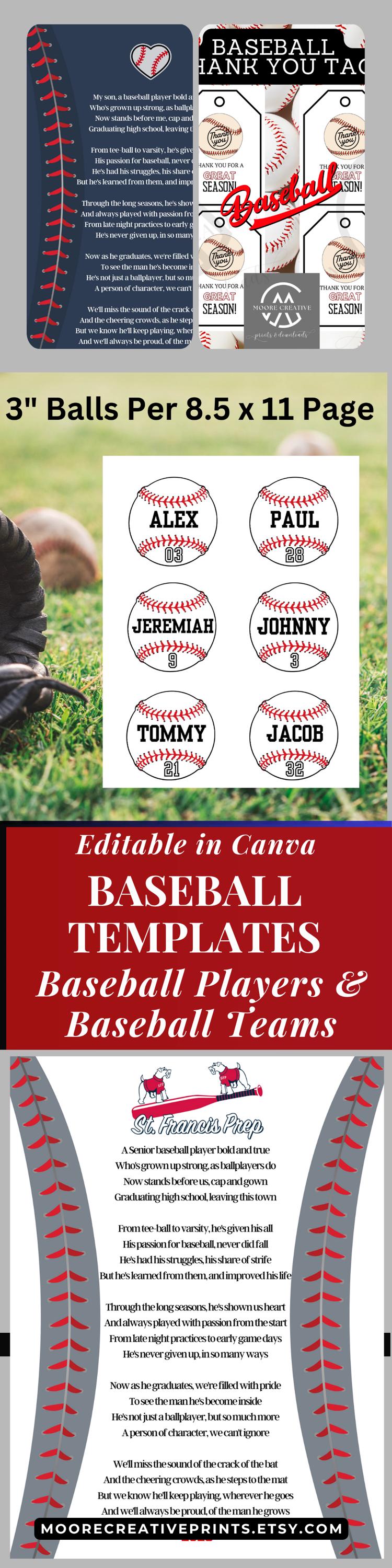 Editable Baseball Tag Baseball Tag Printable Locker Sign Editable Bag Tag