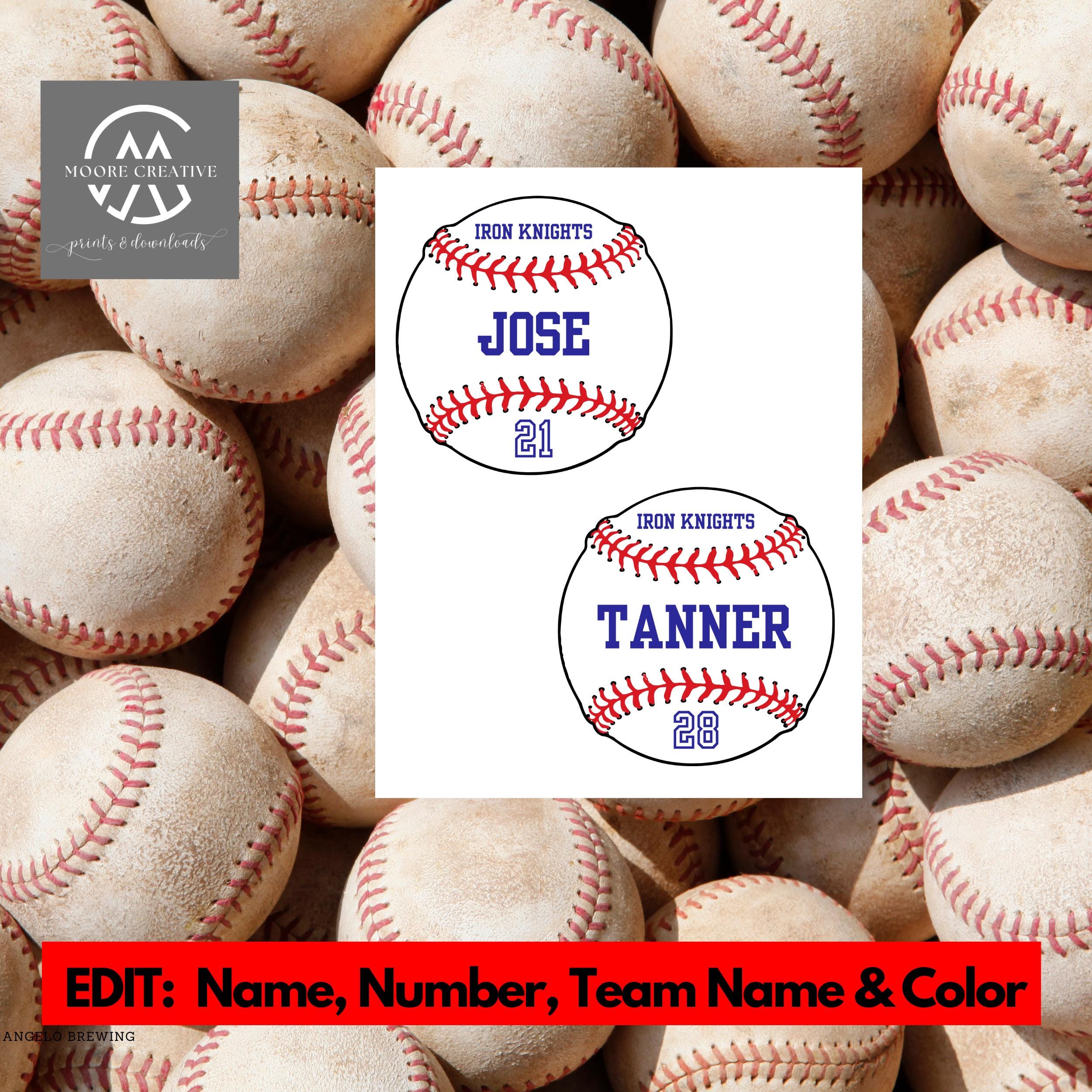 Baseball Hotel Sign Locker Decoration Name Tag Baseball Printable Sign Baseball Game Day Sign Customize Canva Template Baseball Team Mom 5"