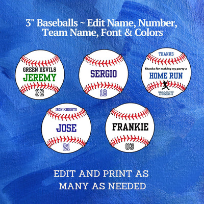 Baseball Gift Tag Baseball Tags Printable Name Tag Baseball Name Tag Printable Editable Digital Canva Template Baseball Mom Favor Tags 3"