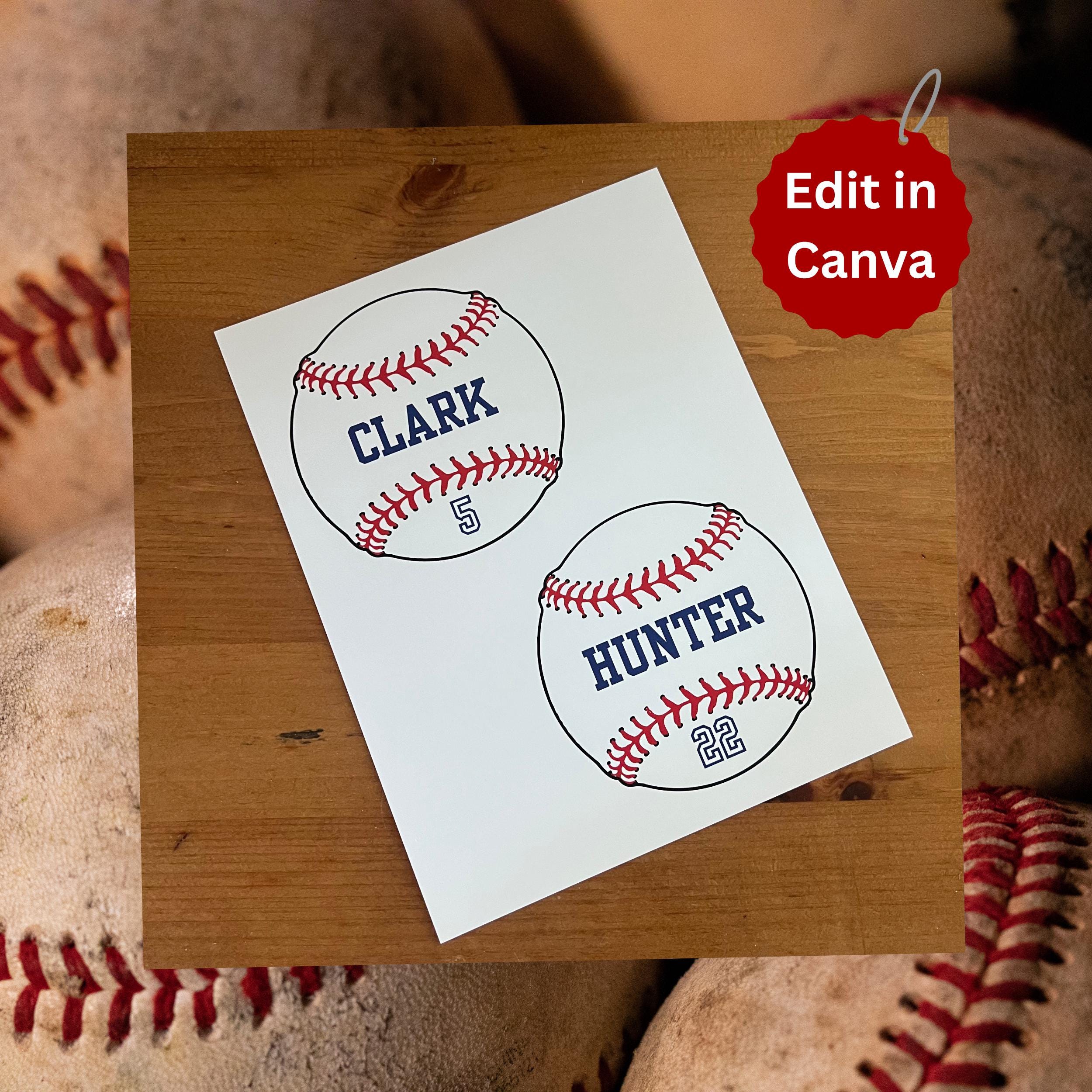 Baseball Hotel Sign Locker Decoration Name Tag Baseball Printable Sign Baseball Game Day Sign Customize Canva Template Baseball Team Mom 5"