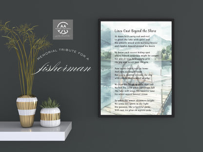 Gone Fishing Poem Printable, Memorial Tribute for Fisherman, Sympathy Gift, Digital Download, Remembrance Art, Bereavement Keepsake, Fishing